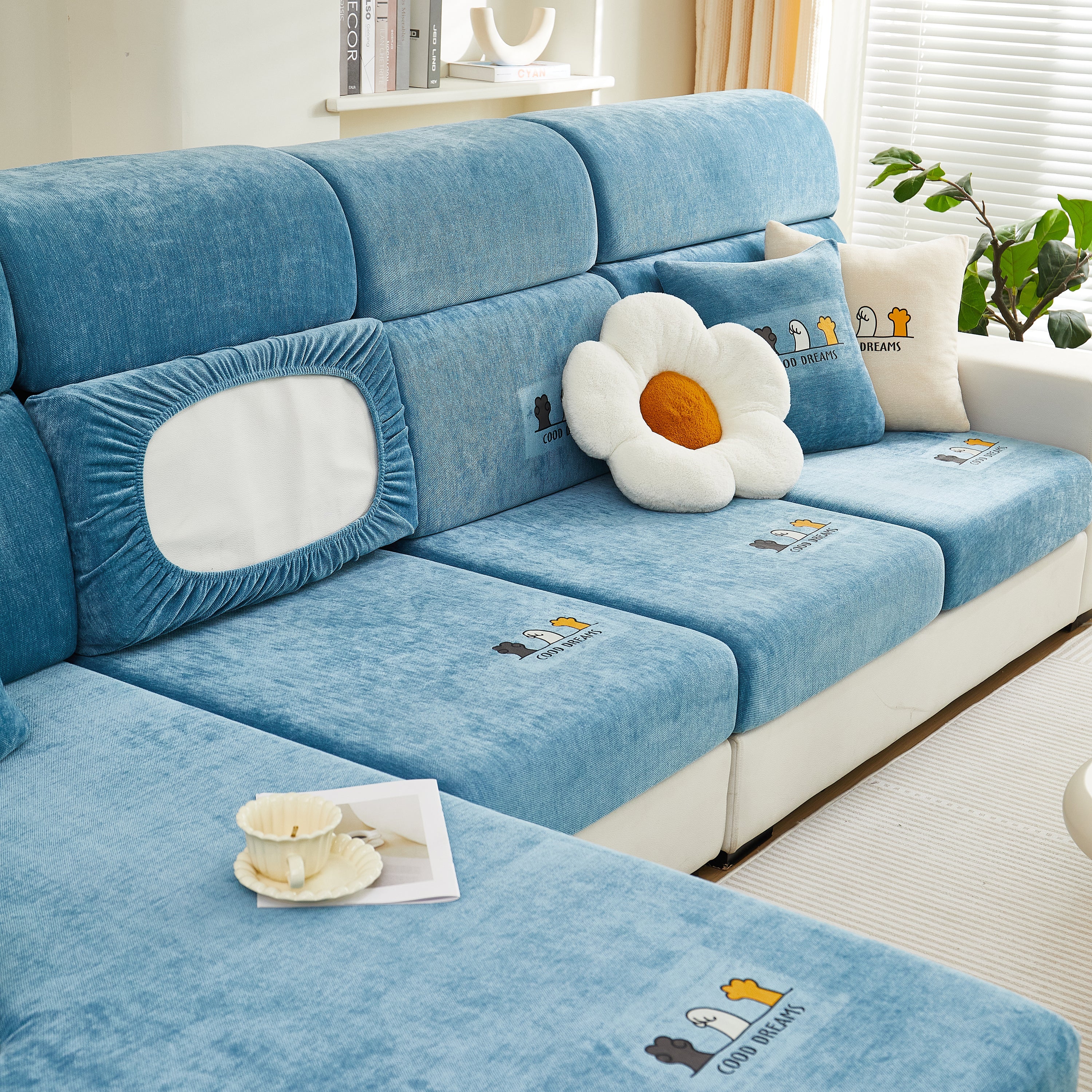 Super Stretch Seat Cushion/Couch Slipcover, Solid Couch Cushion Covers Washable Furniture Protector - Image 82