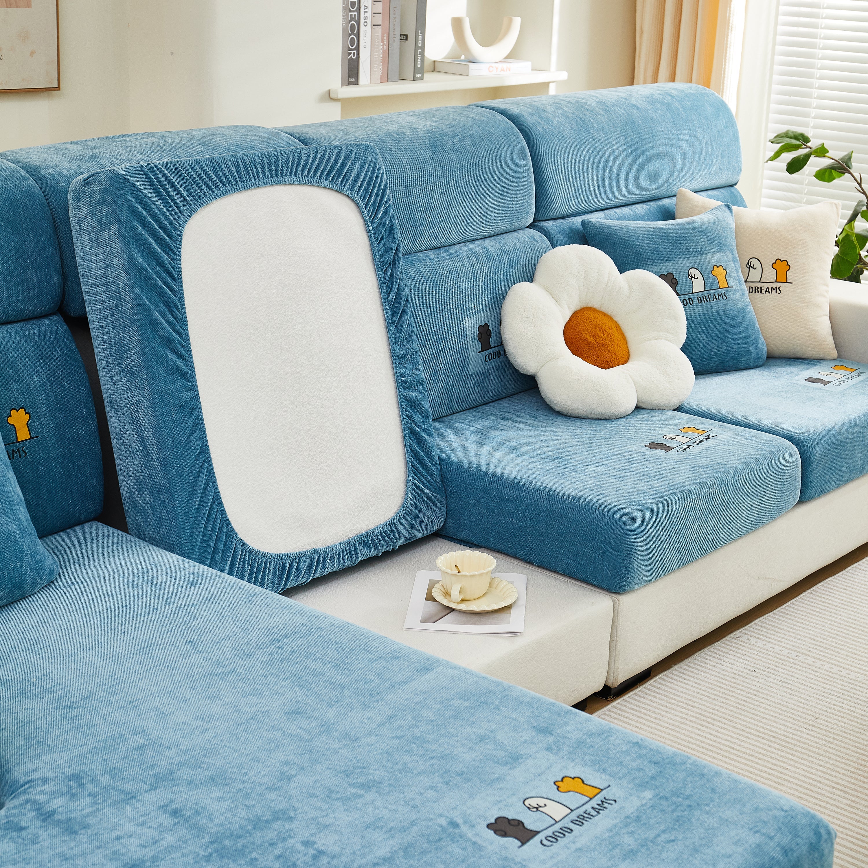 Super Stretch Seat Cushion/Couch Slipcover, Solid Couch Cushion Covers Washable Furniture Protector - Image 83