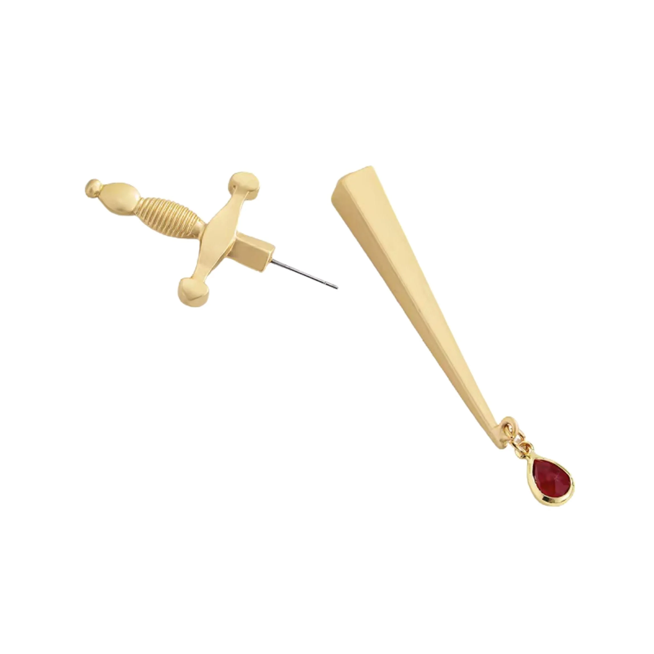 Sword Maiden Single Stabby Earring in Gold or Silver | 3.5" Long Dagger Earrings for Feminists, Goths - Image 3