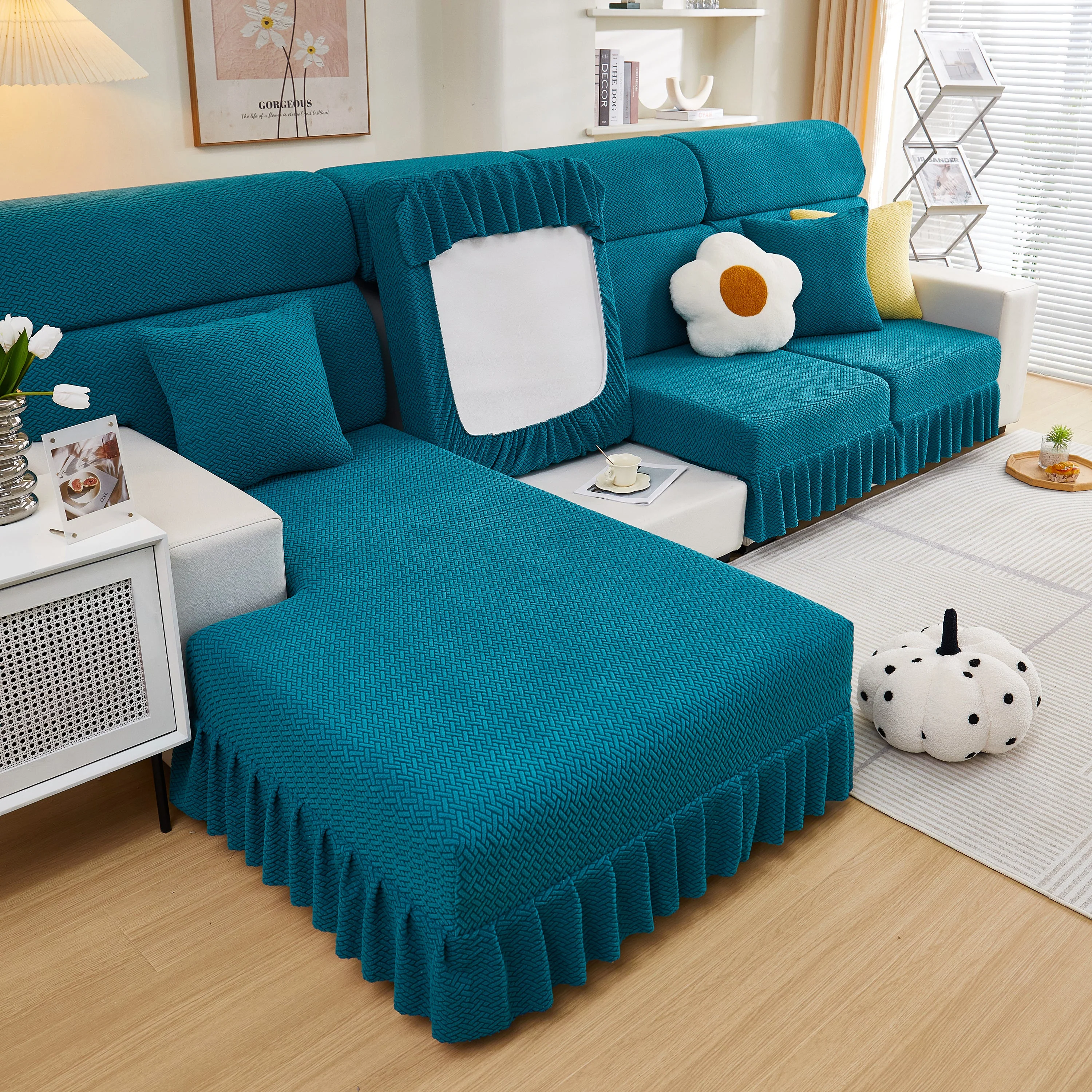 Tailored Sofa Cushion Covers Stretch Couch Seat Covers  with Skirt for Sectional Sofas - Image 10