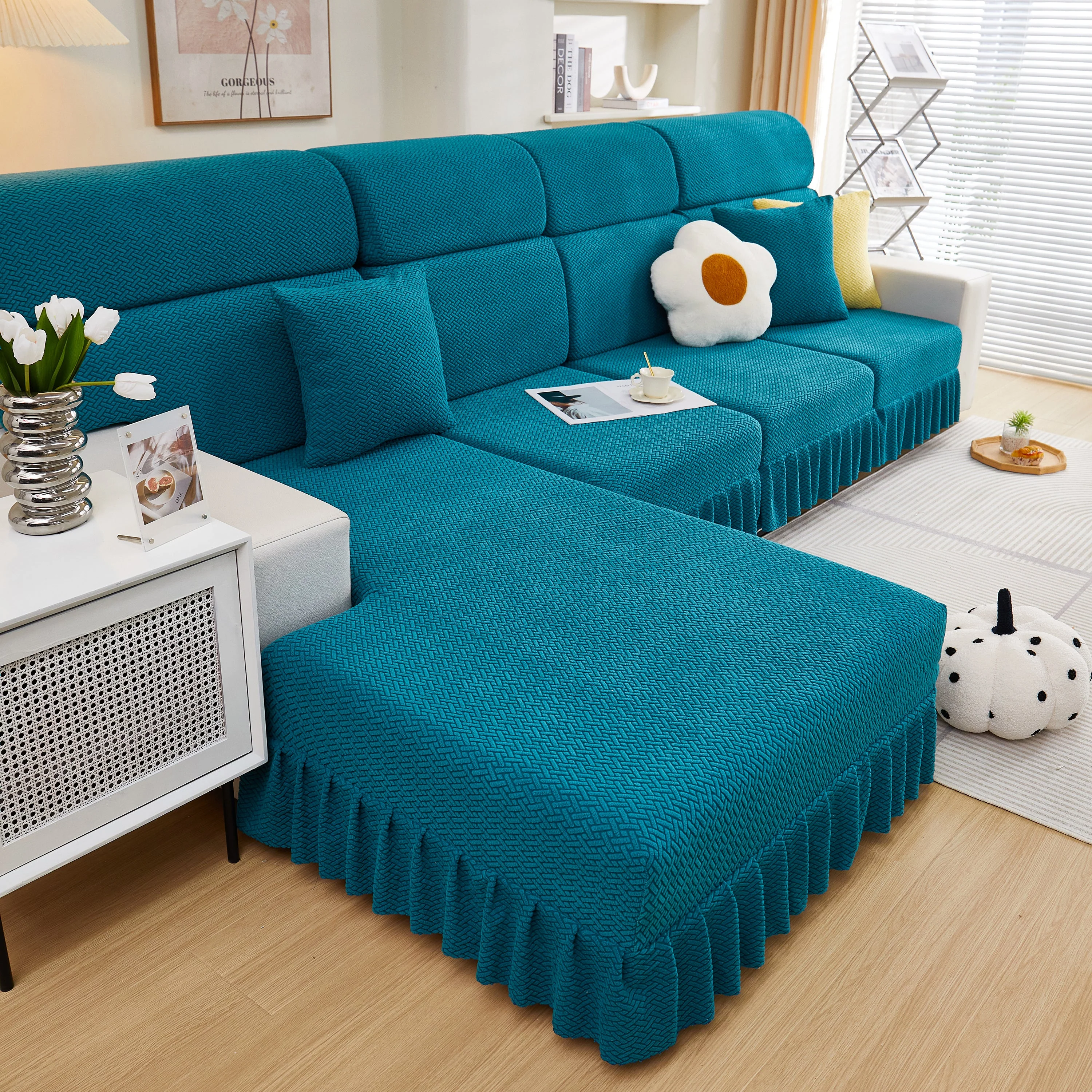 Tailored Sofa Cushion Covers Stretch Couch Seat Covers  with Skirt for Sectional Sofas - Image 12