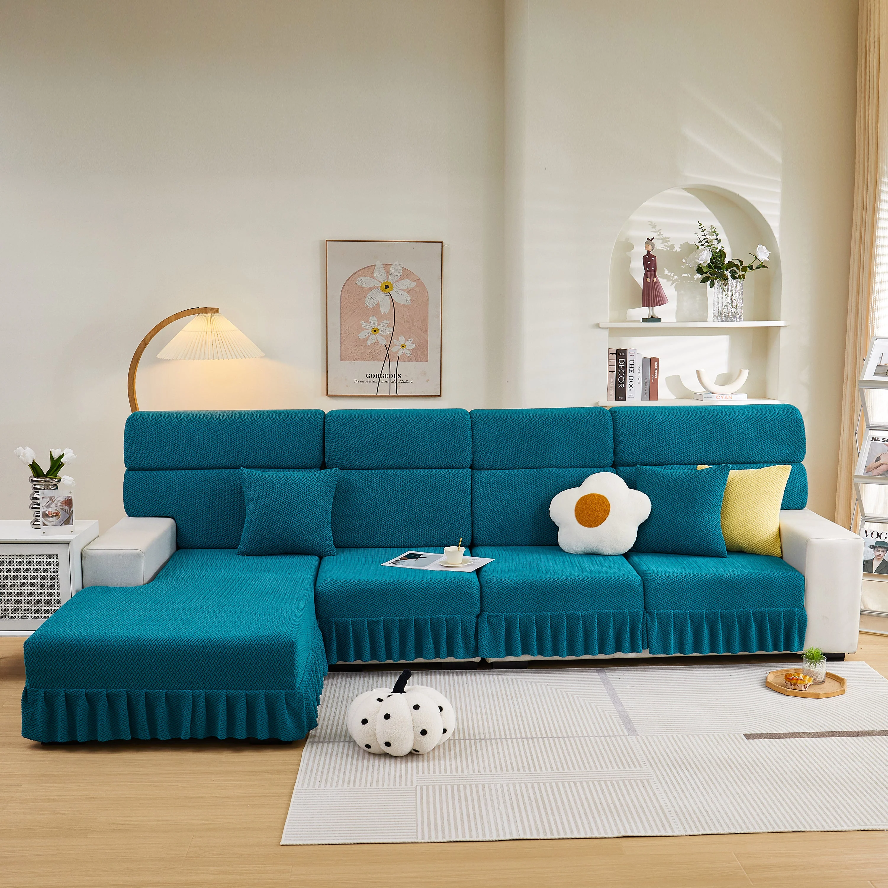 Tailored Sofa Cushion Covers Stretch Couch Seat Covers  with Skirt for Sectional Sofas - Image 14
