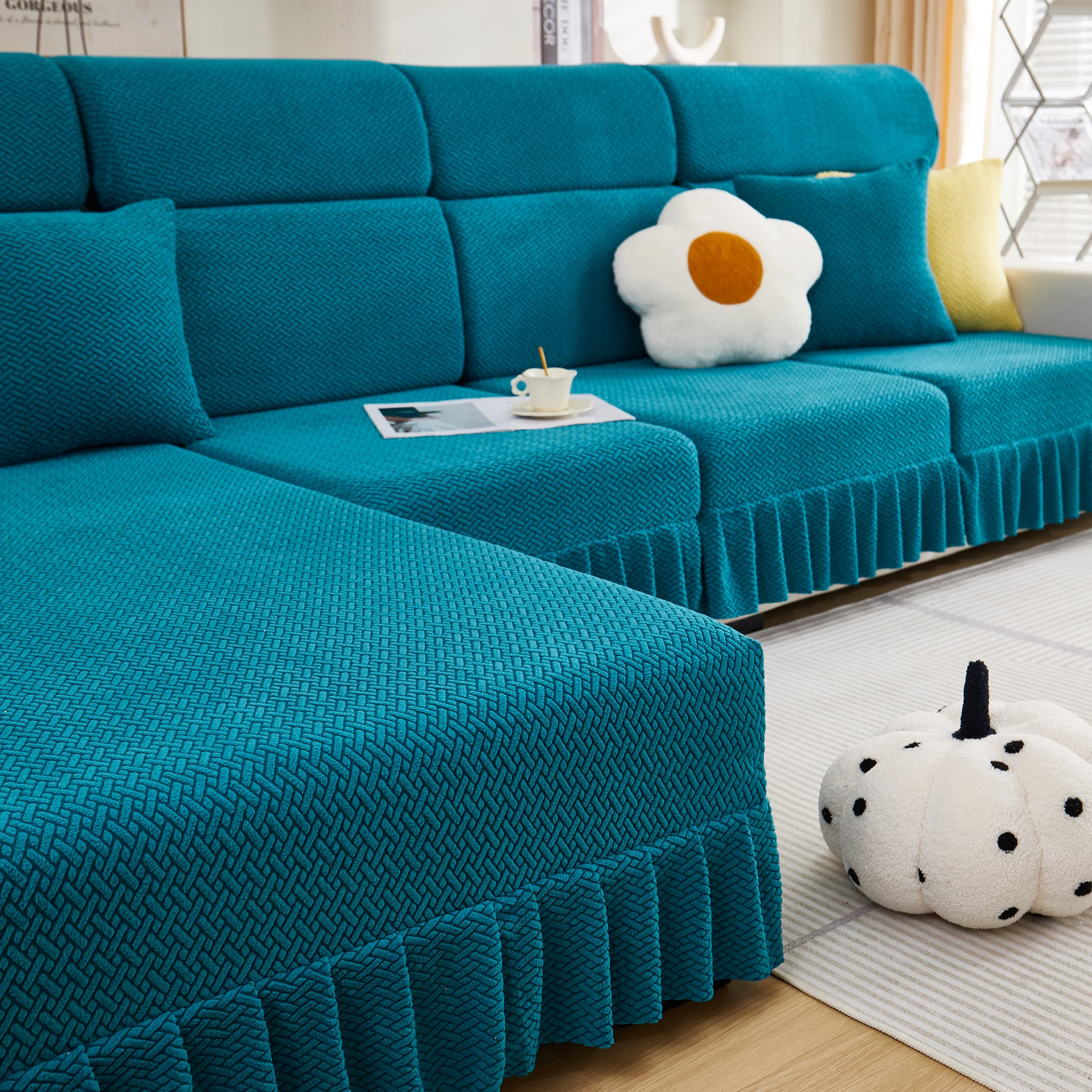 Tailored Sofa Cushion Covers Stretch Couch Seat Covers  with Skirt for Sectional Sofas - Image 15