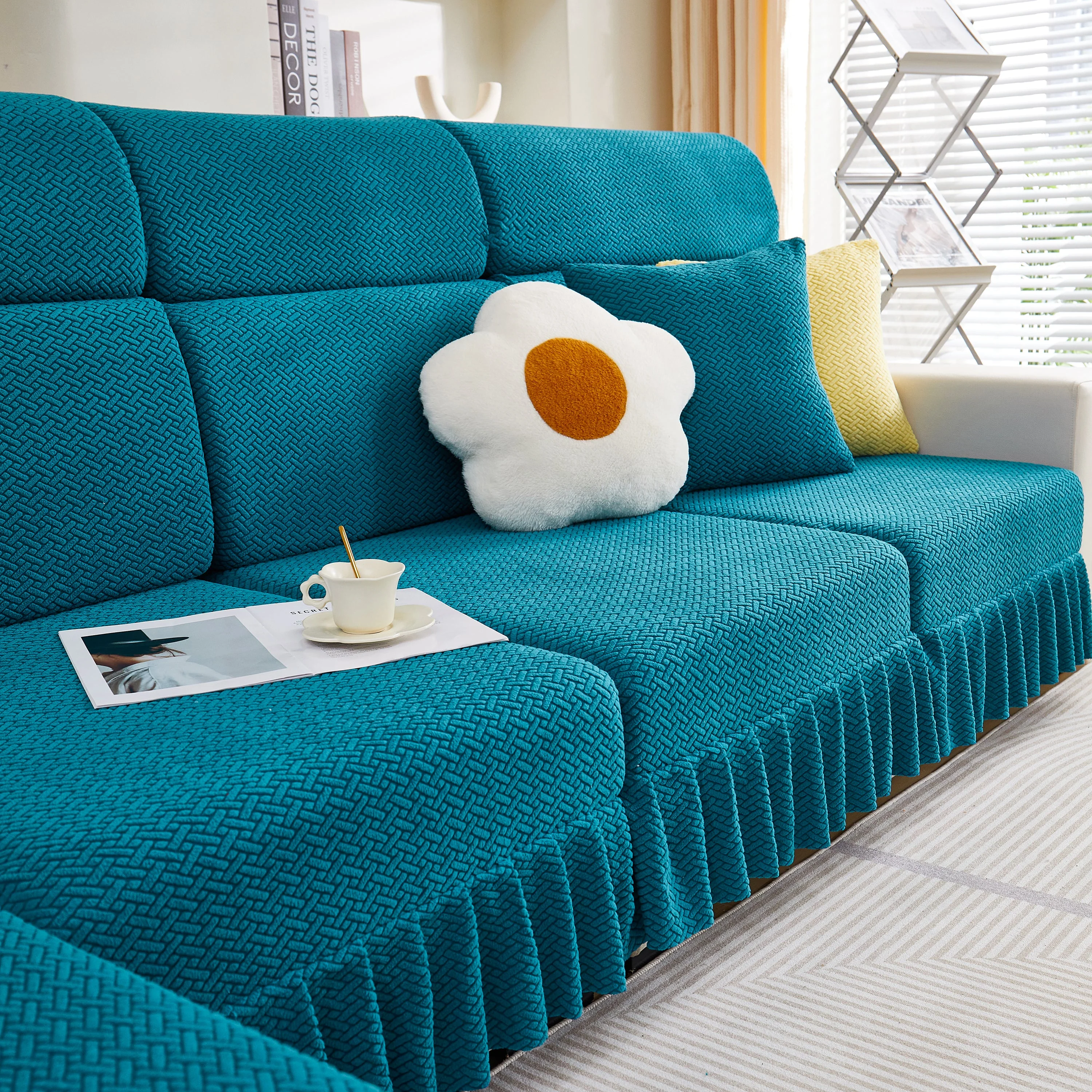 Tailored Sofa Cushion Covers Stretch Couch Seat Covers  with Skirt for Sectional Sofas - Image 16