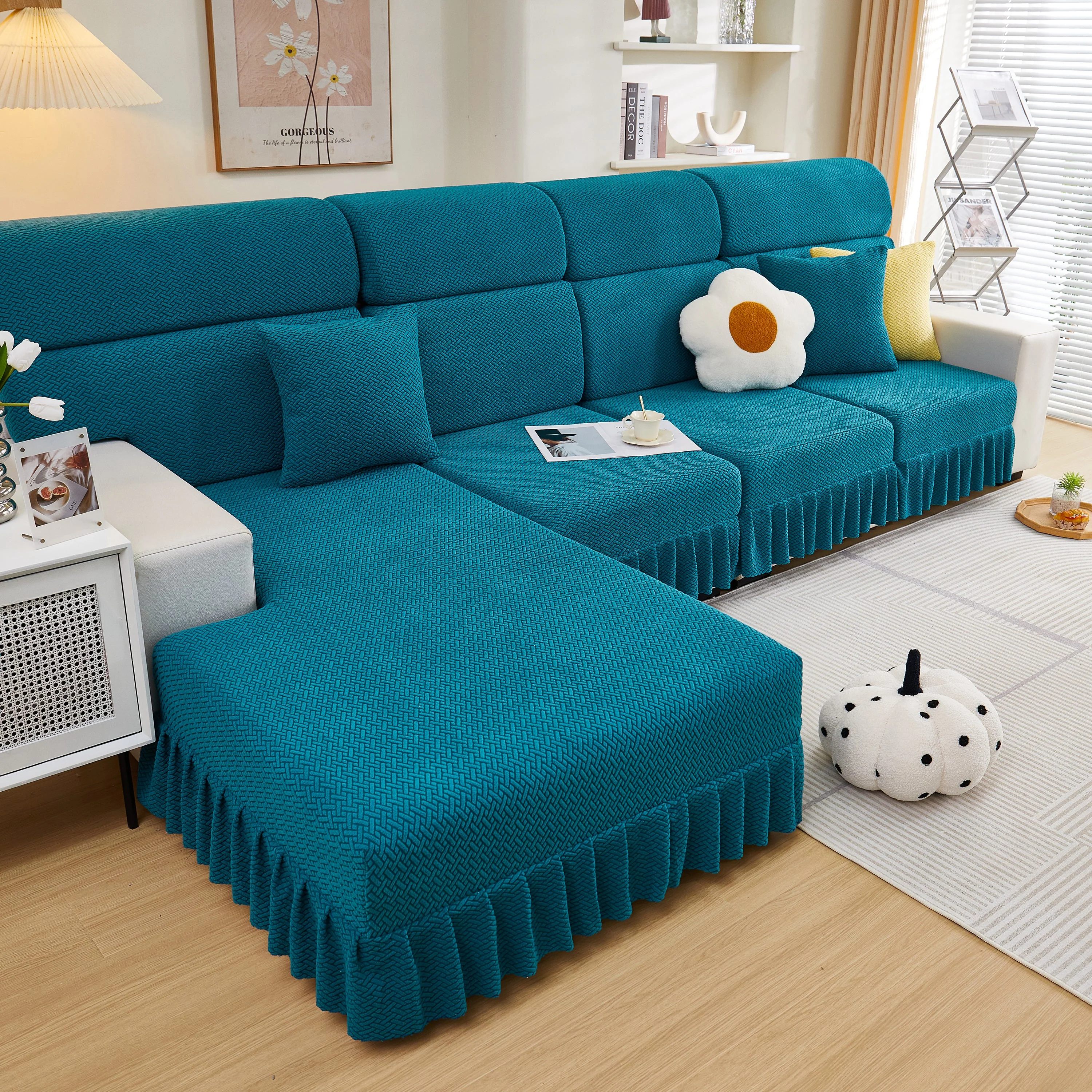 Tailored Sofa Cushion Covers Stretch Couch Seat Covers  with Skirt for Sectional Sofas - Image 17
