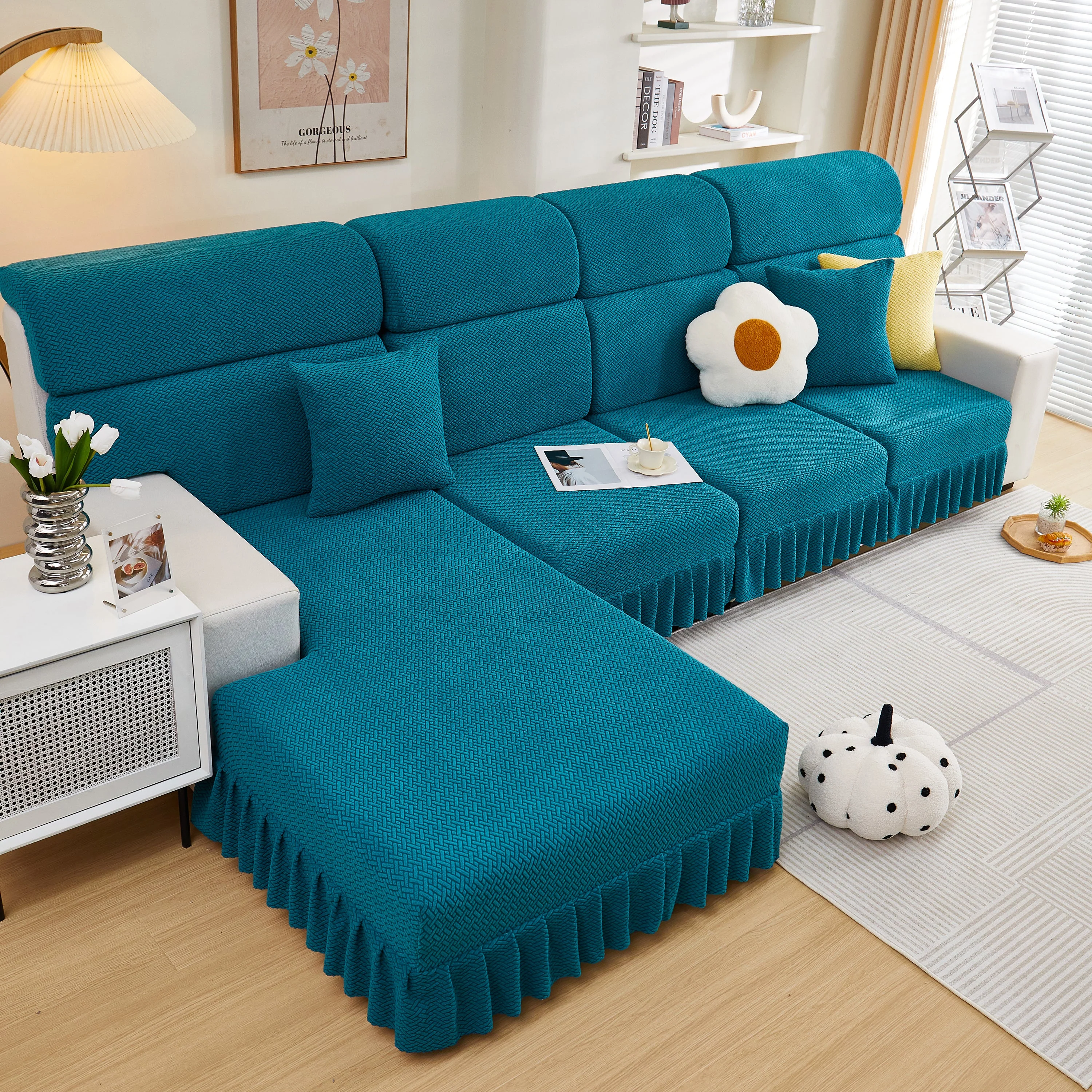 Tailored Sofa Cushion Covers Stretch Couch Seat Covers  with Skirt for Sectional Sofas - Image 18
