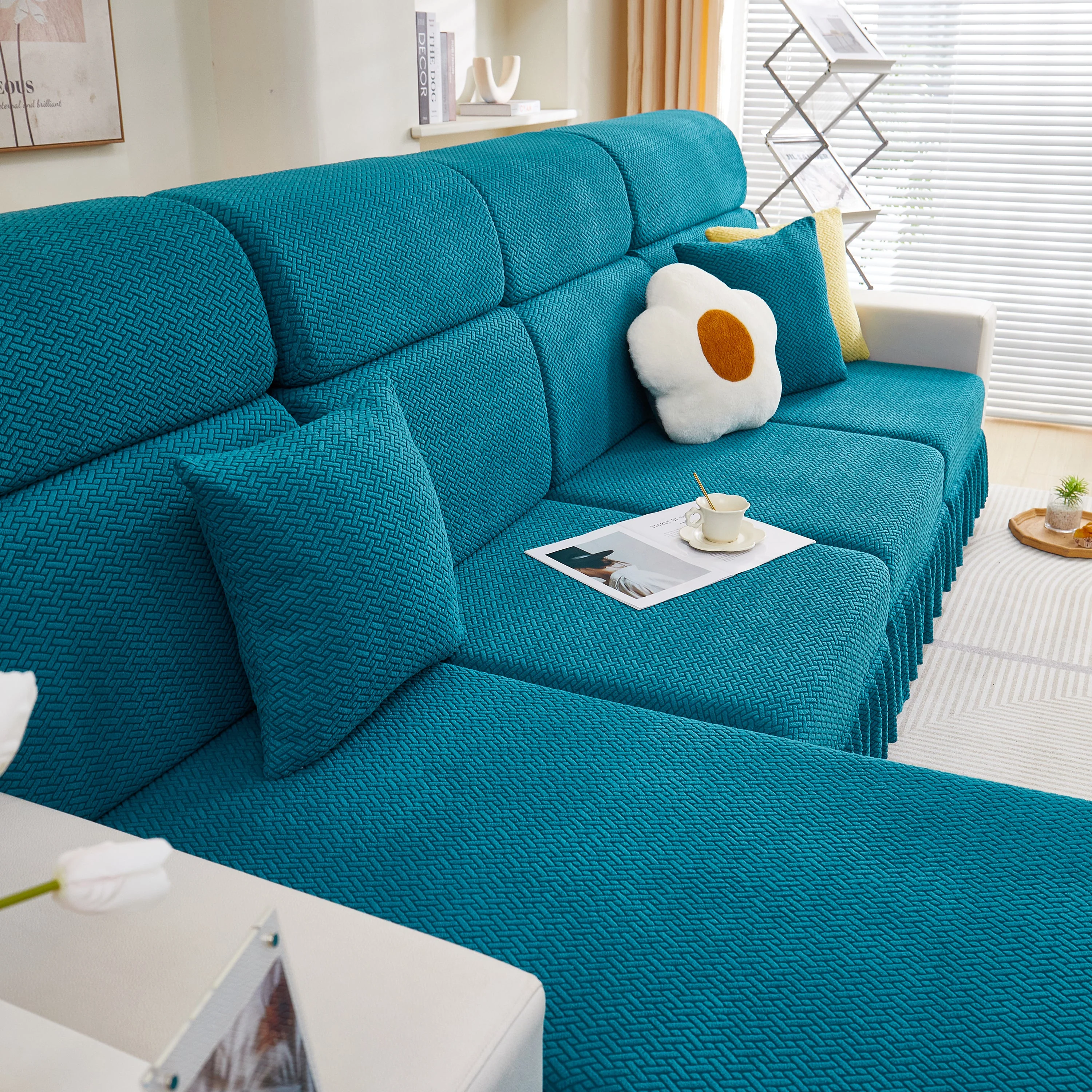 Tailored Sofa Cushion Covers Stretch Couch Seat Covers  with Skirt for Sectional Sofas - Image 21
