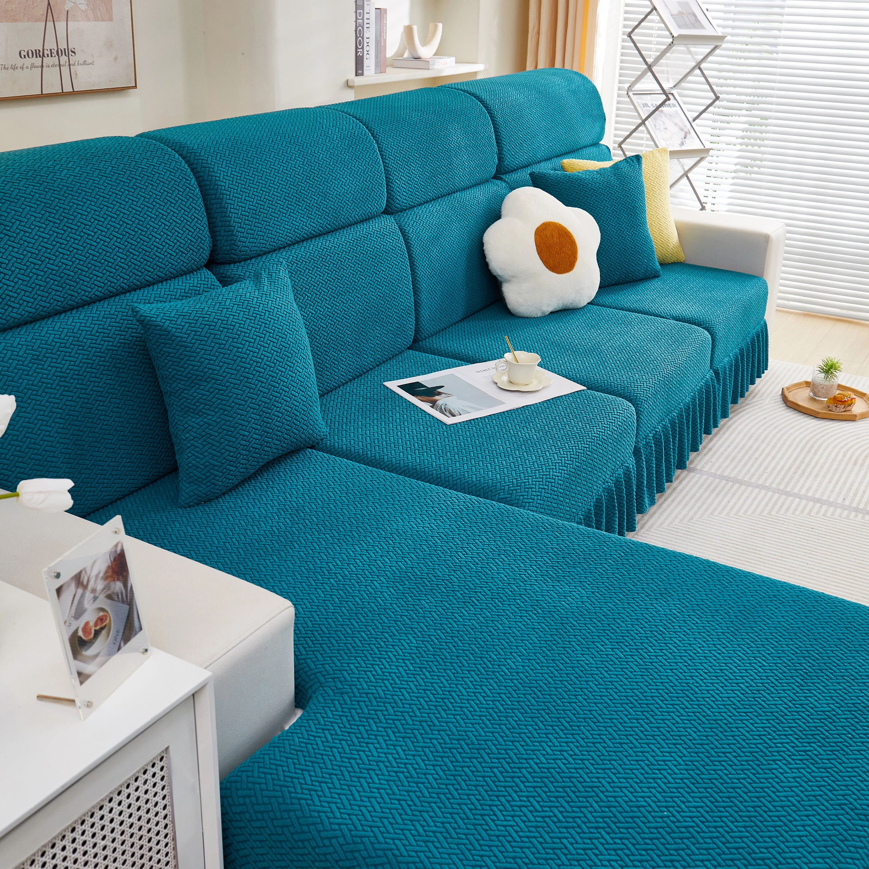 Tailored Sofa Cushion Covers Stretch Couch Seat Covers  with Skirt for Sectional Sofas - Image 22