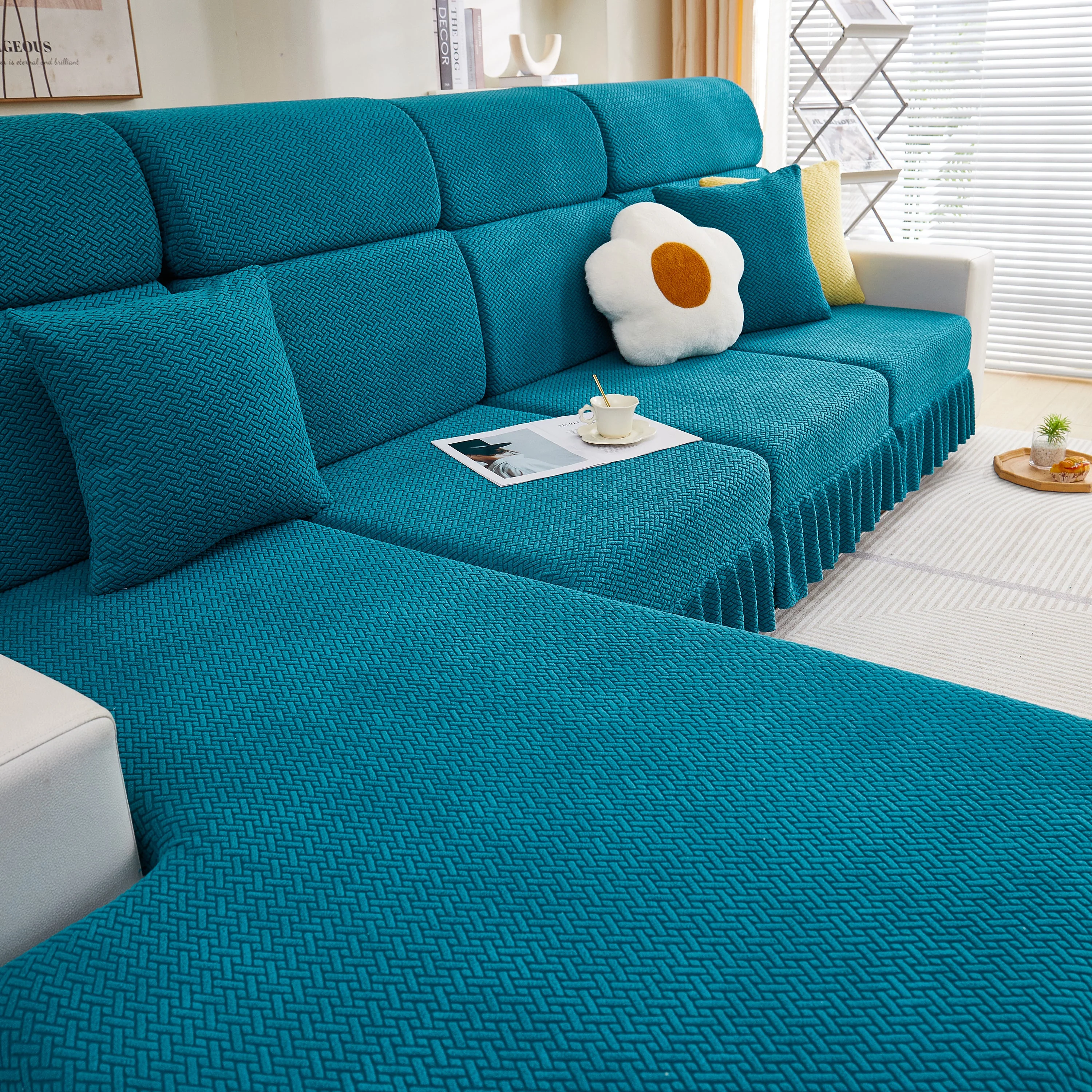 Tailored Sofa Cushion Covers Stretch Couch Seat Covers  with Skirt for Sectional Sofas - Image 23