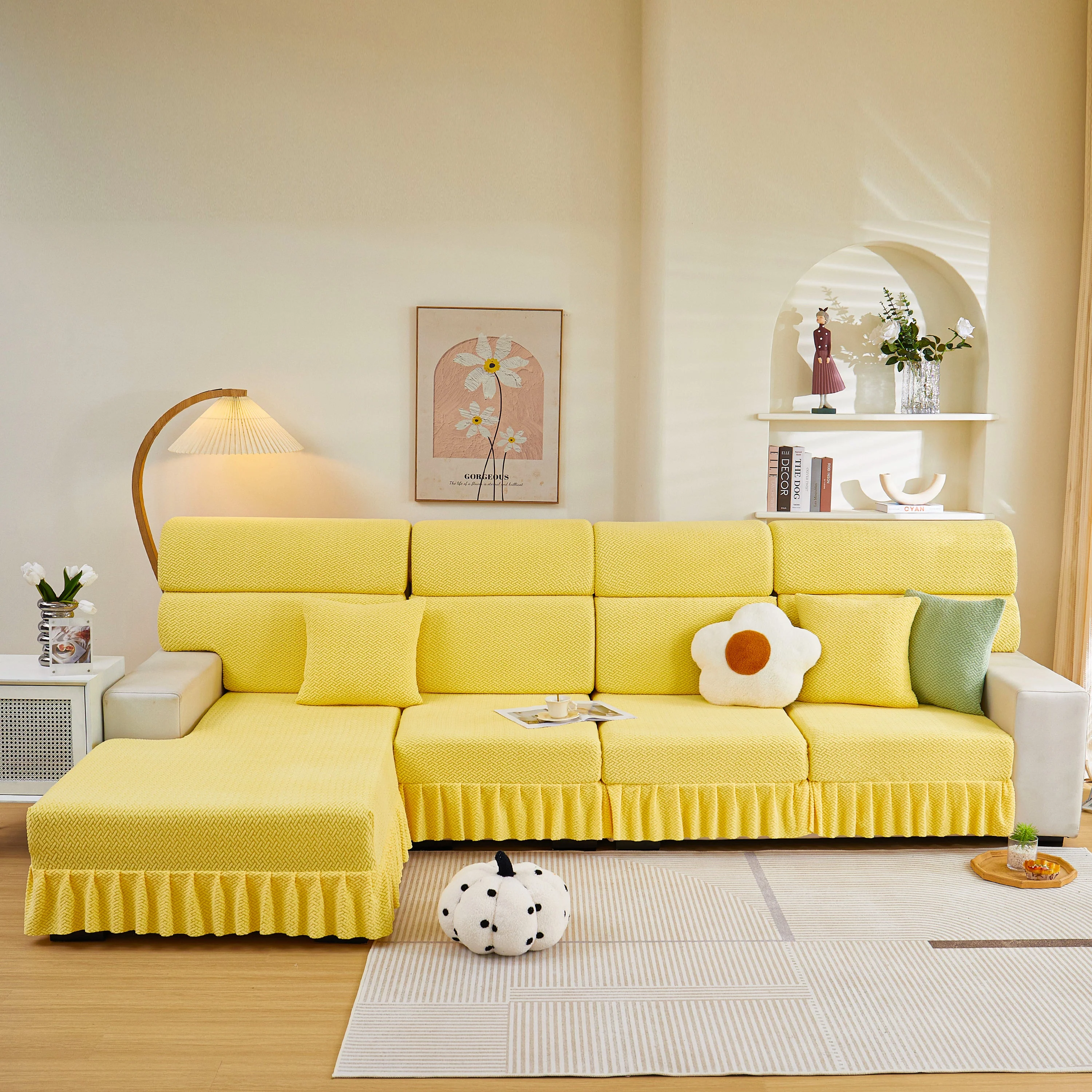 Tailored Sofa Cushion Covers Stretch Couch Seat Covers  with Skirt for Sectional Sofas - Image 25