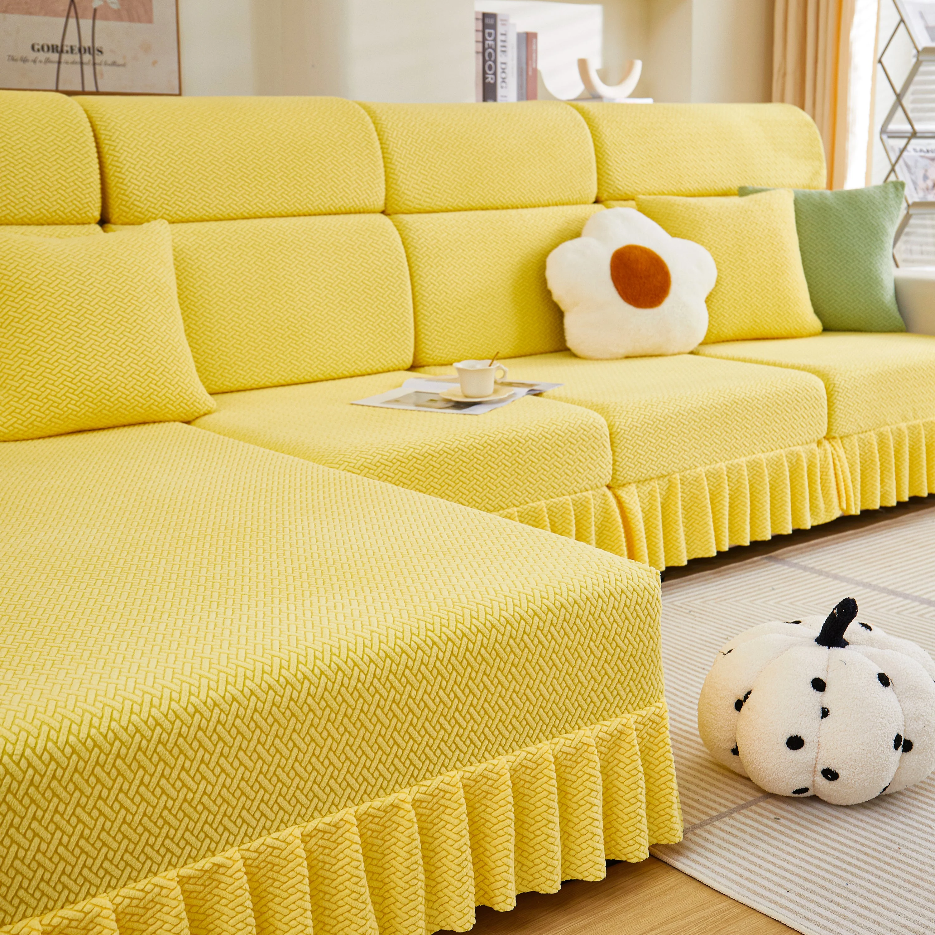 Tailored Sofa Cushion Covers Stretch Couch Seat Covers  with Skirt for Sectional Sofas - Image 26