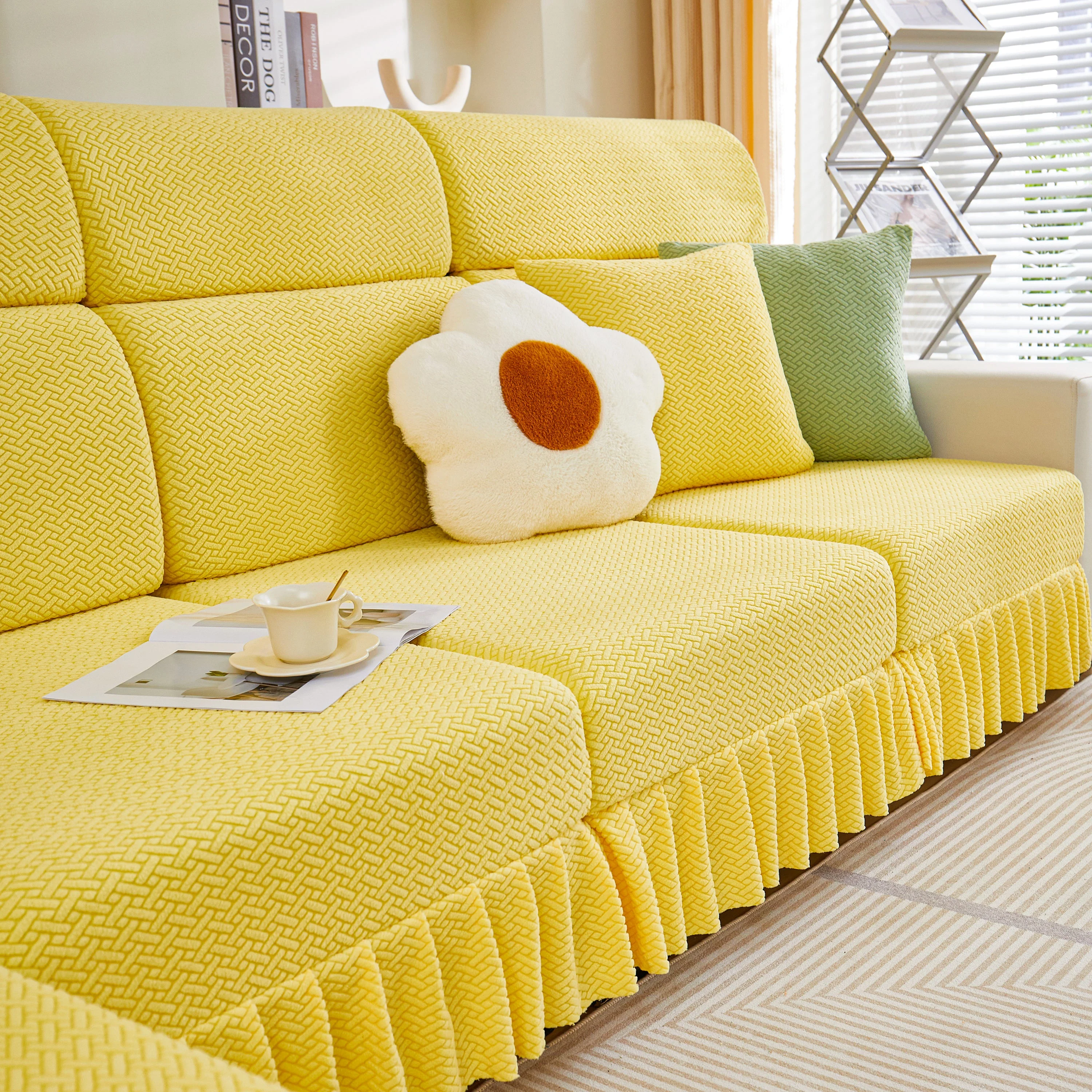 Tailored Sofa Cushion Covers Stretch Couch Seat Covers  with Skirt for Sectional Sofas - Image 27