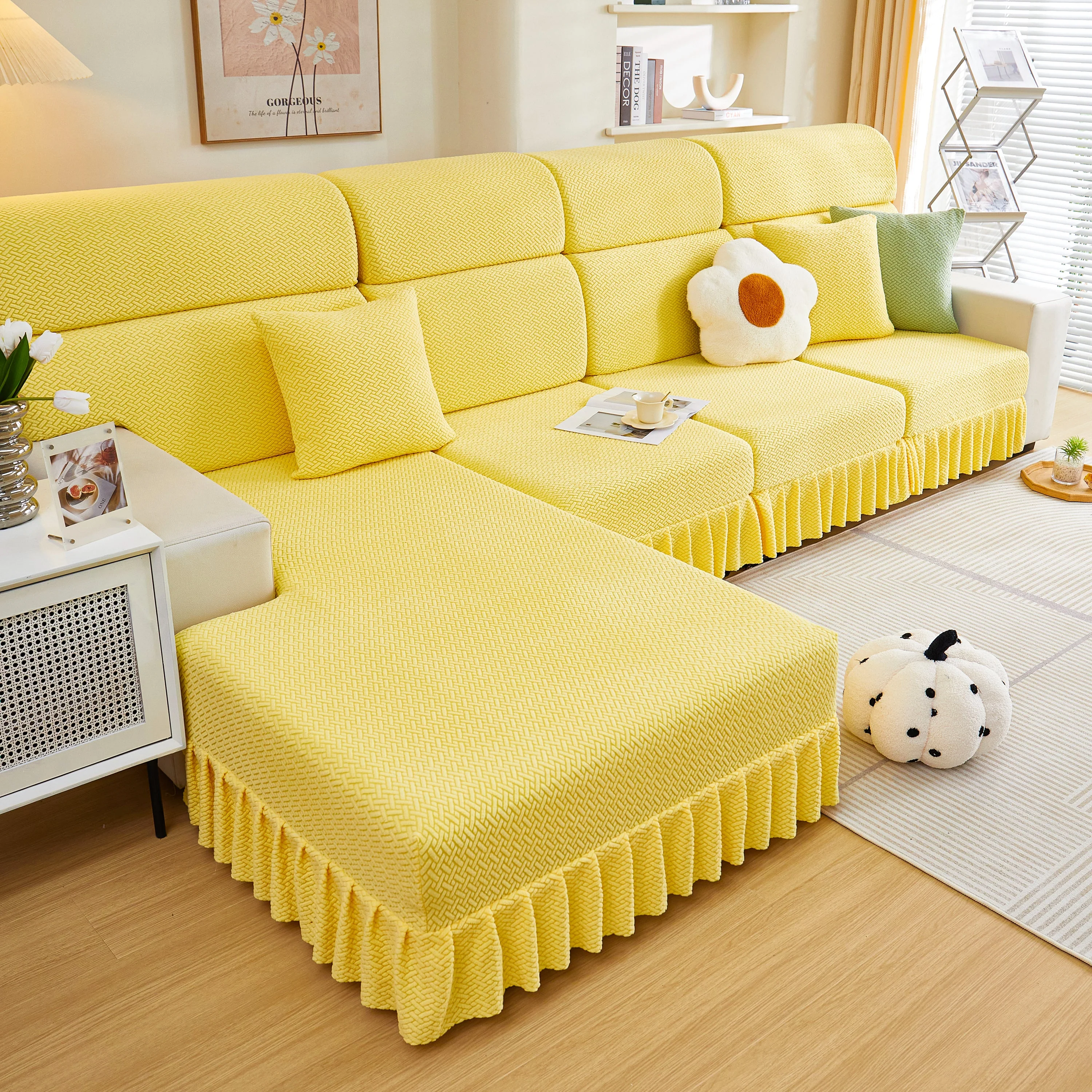 Tailored Sofa Cushion Covers Stretch Couch Seat Covers  with Skirt for Sectional Sofas - Image 28