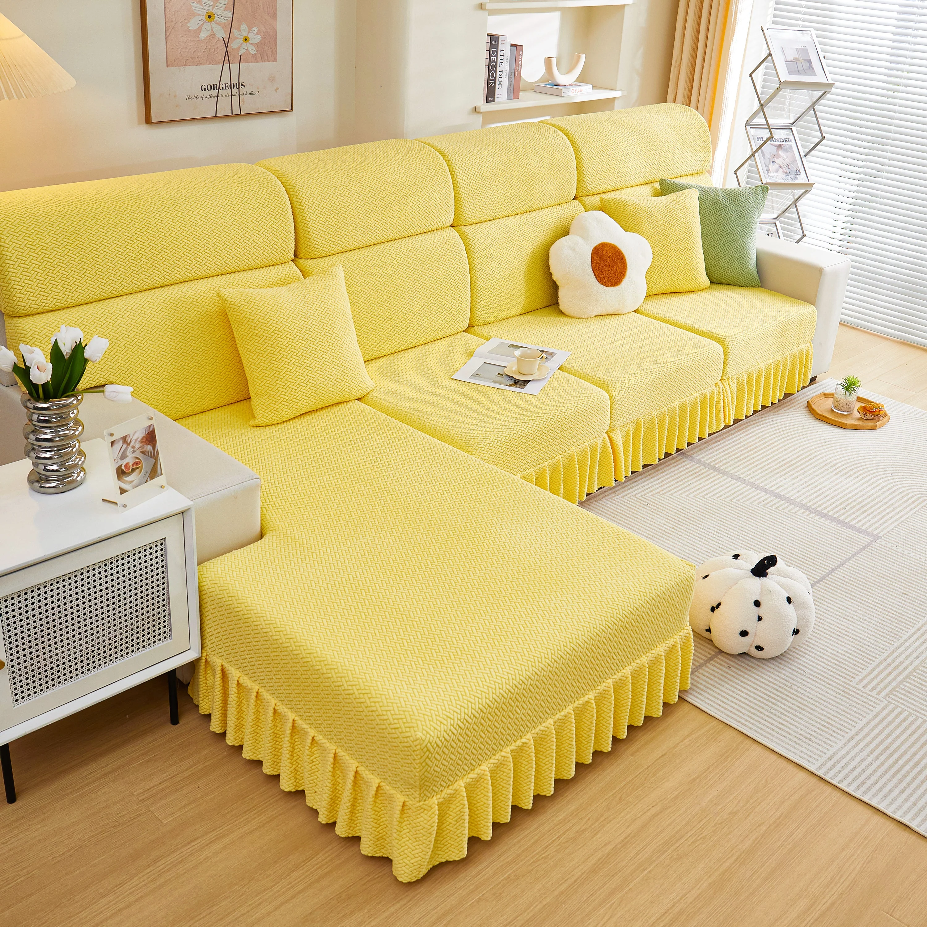 Tailored Sofa Cushion Covers Stretch Couch Seat Covers  with Skirt for Sectional Sofas - Image 30
