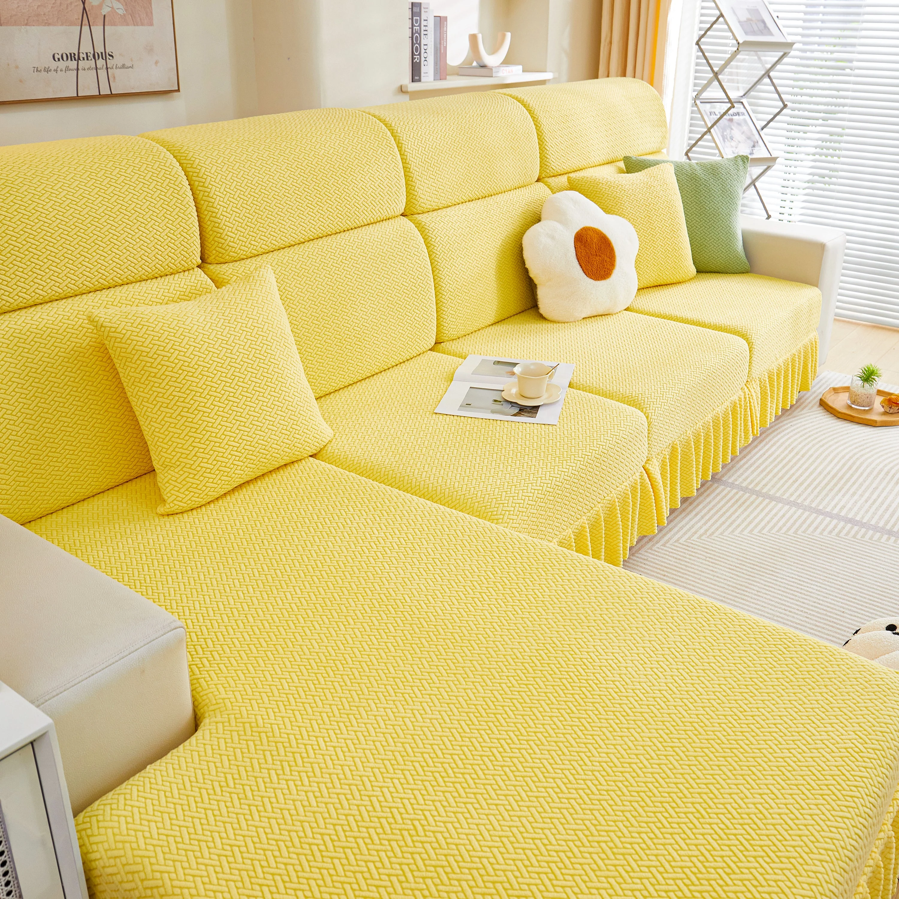 Tailored Sofa Cushion Covers Stretch Couch Seat Covers  with Skirt for Sectional Sofas - Image 32