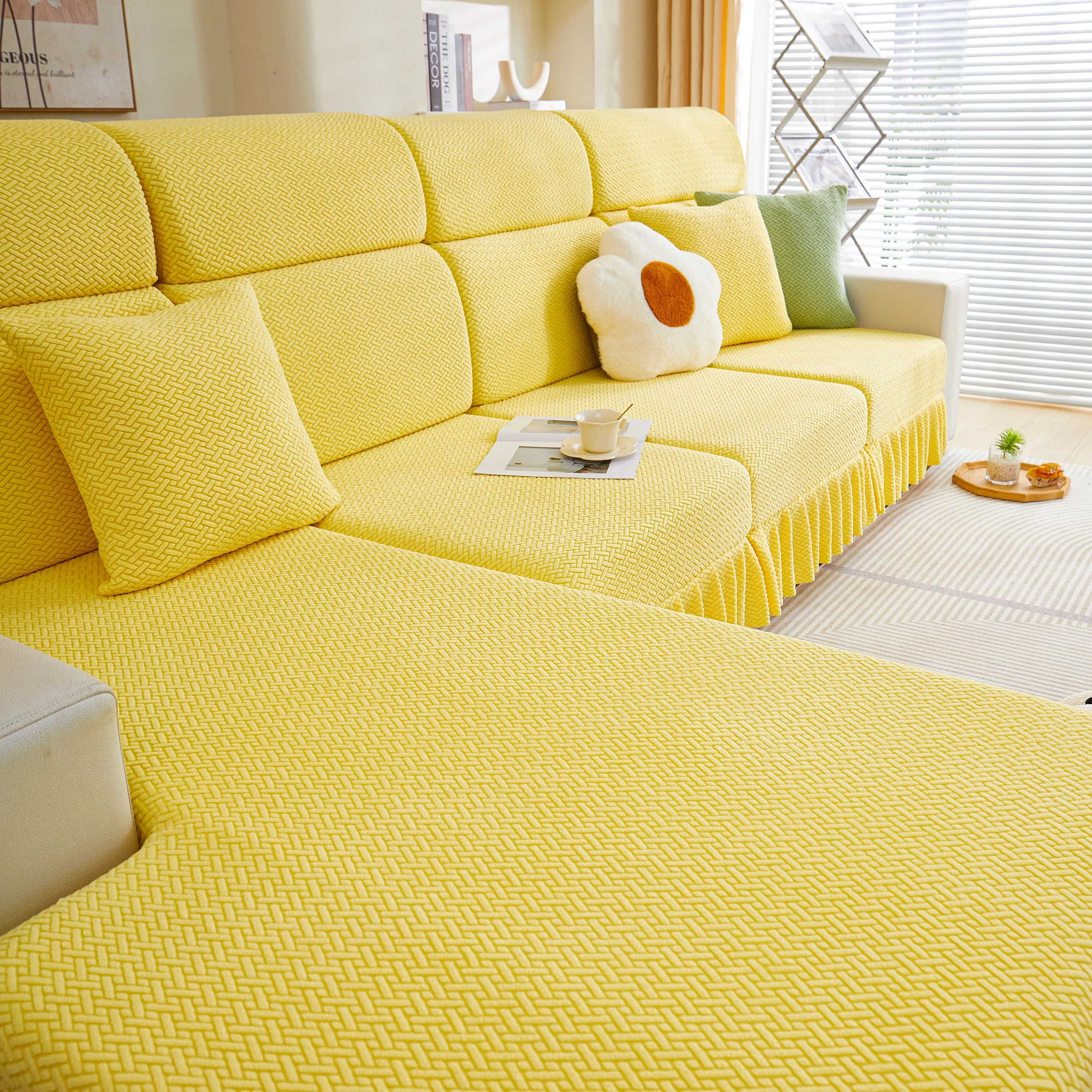 Tailored Sofa Cushion Covers Stretch Couch Seat Covers  with Skirt for Sectional Sofas - Image 34