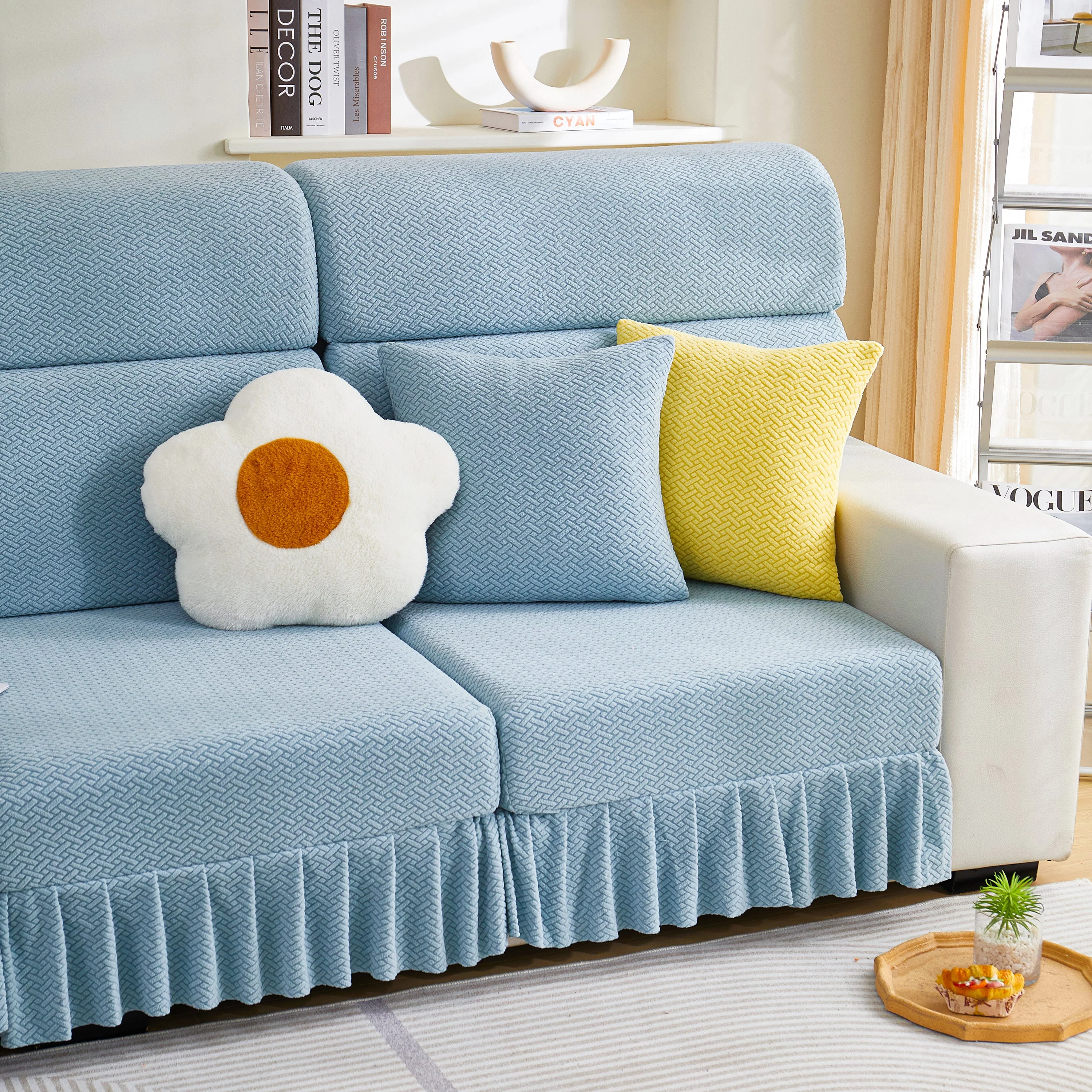 Tailored Sofa Cushion Covers Stretch Couch Seat Covers  with Skirt for Sectional Sofas - Image 45
