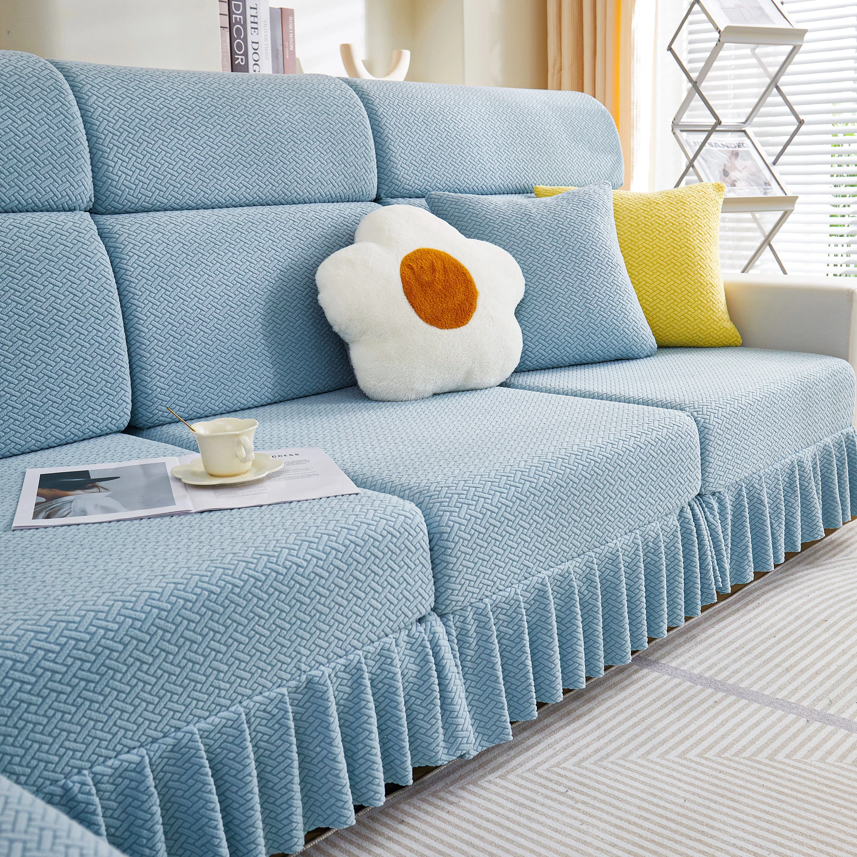 Tailored Sofa Cushion Covers Stretch Couch Seat Covers  with Skirt for Sectional Sofas - Image 48