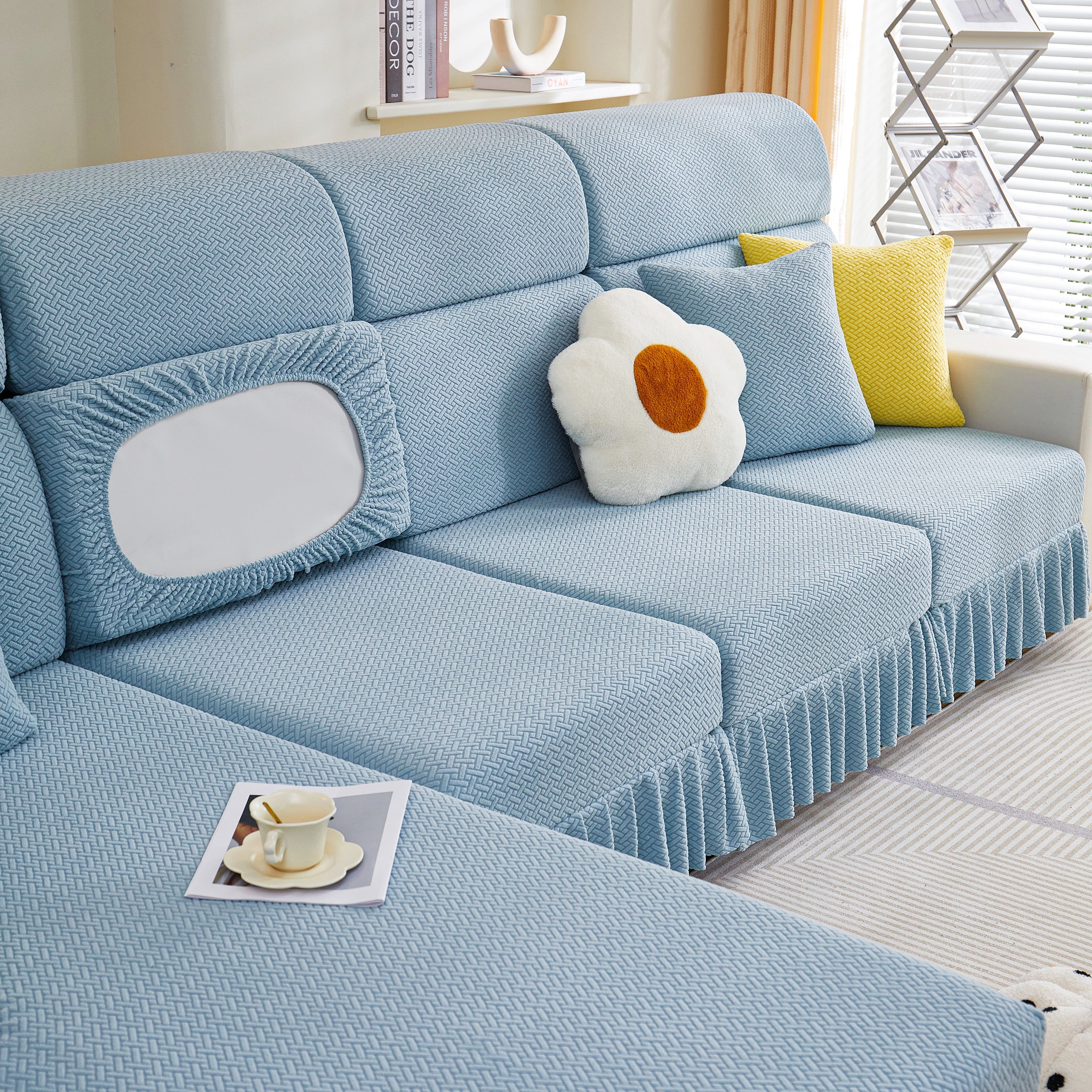 Tailored Sofa Cushion Covers Stretch Couch Seat Covers  with Skirt for Sectional Sofas - Image 60