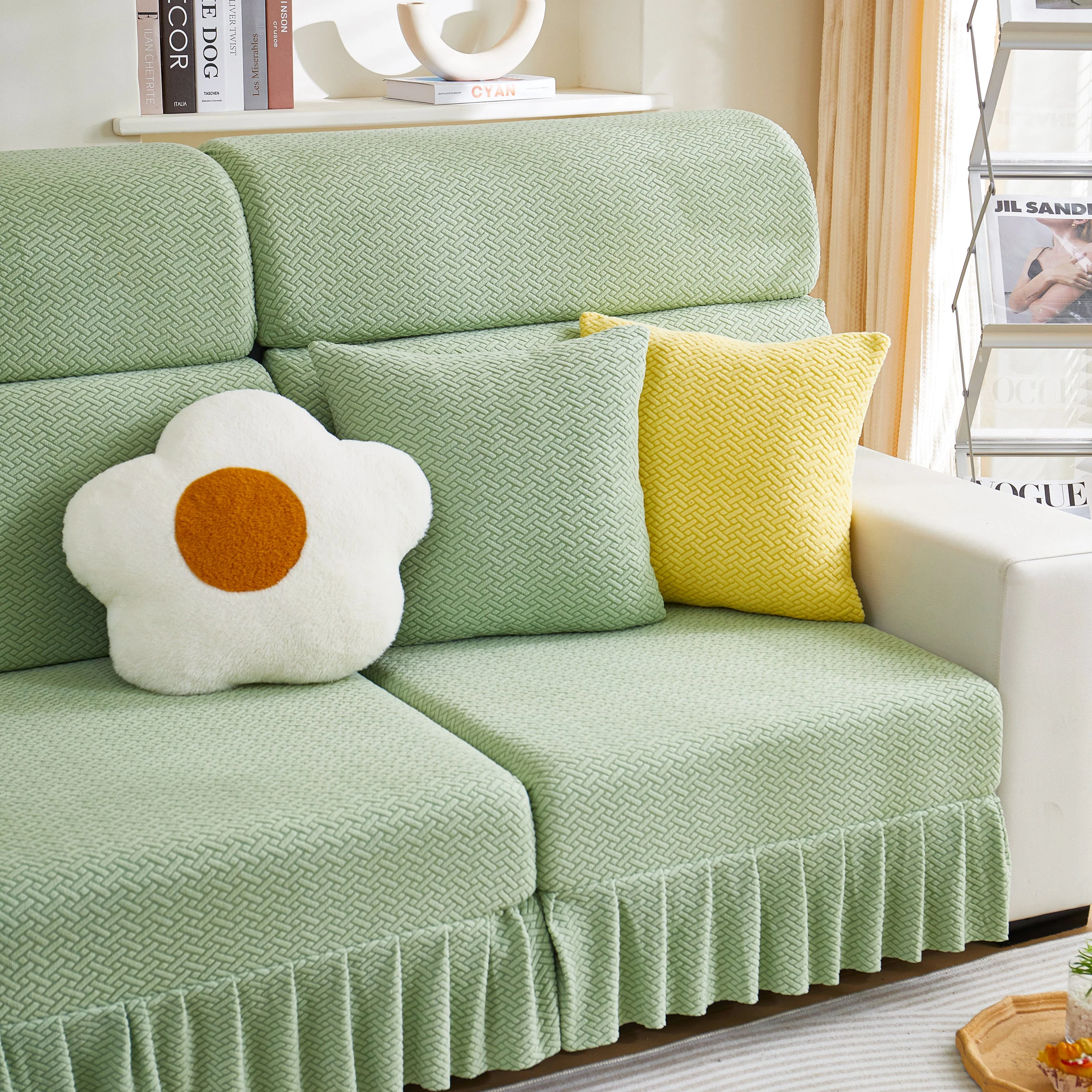 Tailored Sofa Cushion Covers Stretch Couch Seat Covers  with Skirt for Sectional Sofas - Image 67