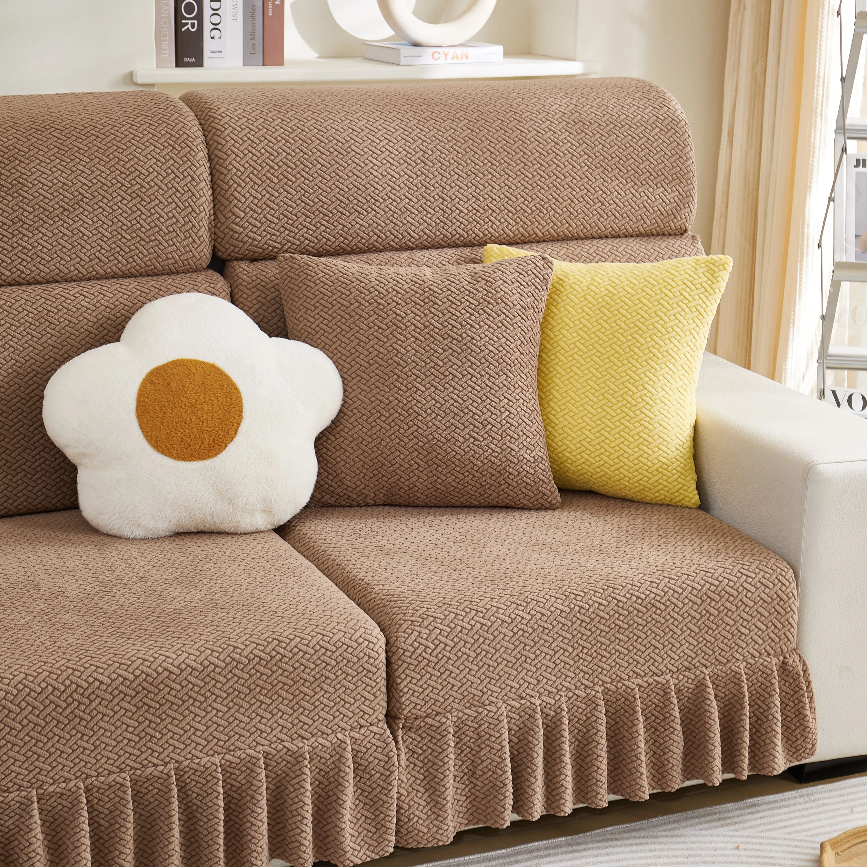 Tailored Sofa Cushion Covers Stretch Couch Seat Covers  with Skirt for Sectional Sofas - Image 88