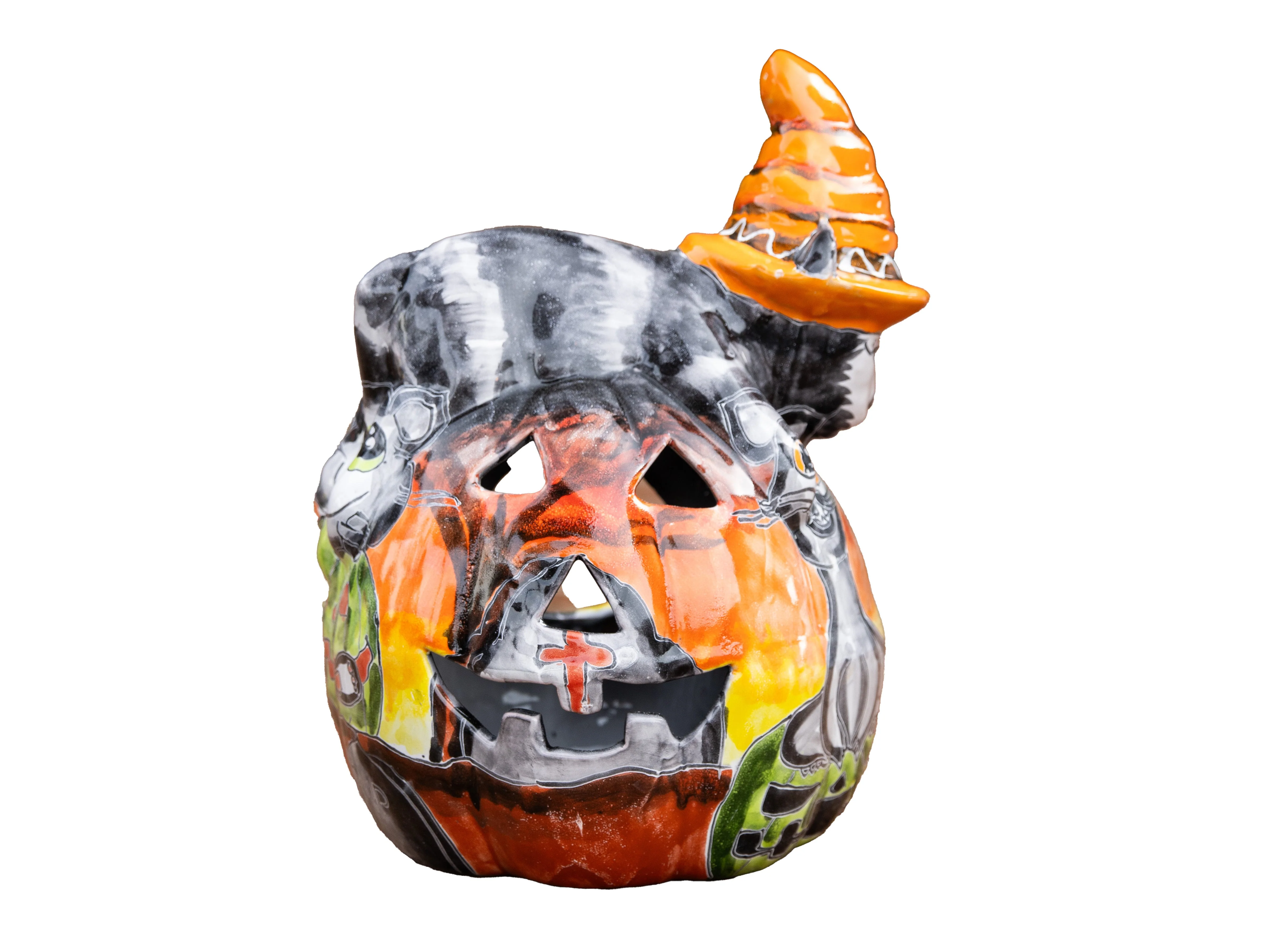 Talavera Cat on Pumpkin 13" - Image 3