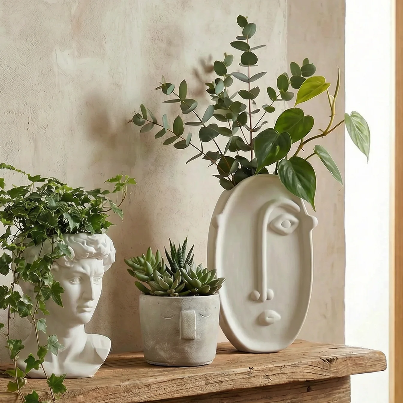 Tall Face Ceramic Pot | Decorative Planter for Succulents & Flowers | 7.5" Tall - Image 2