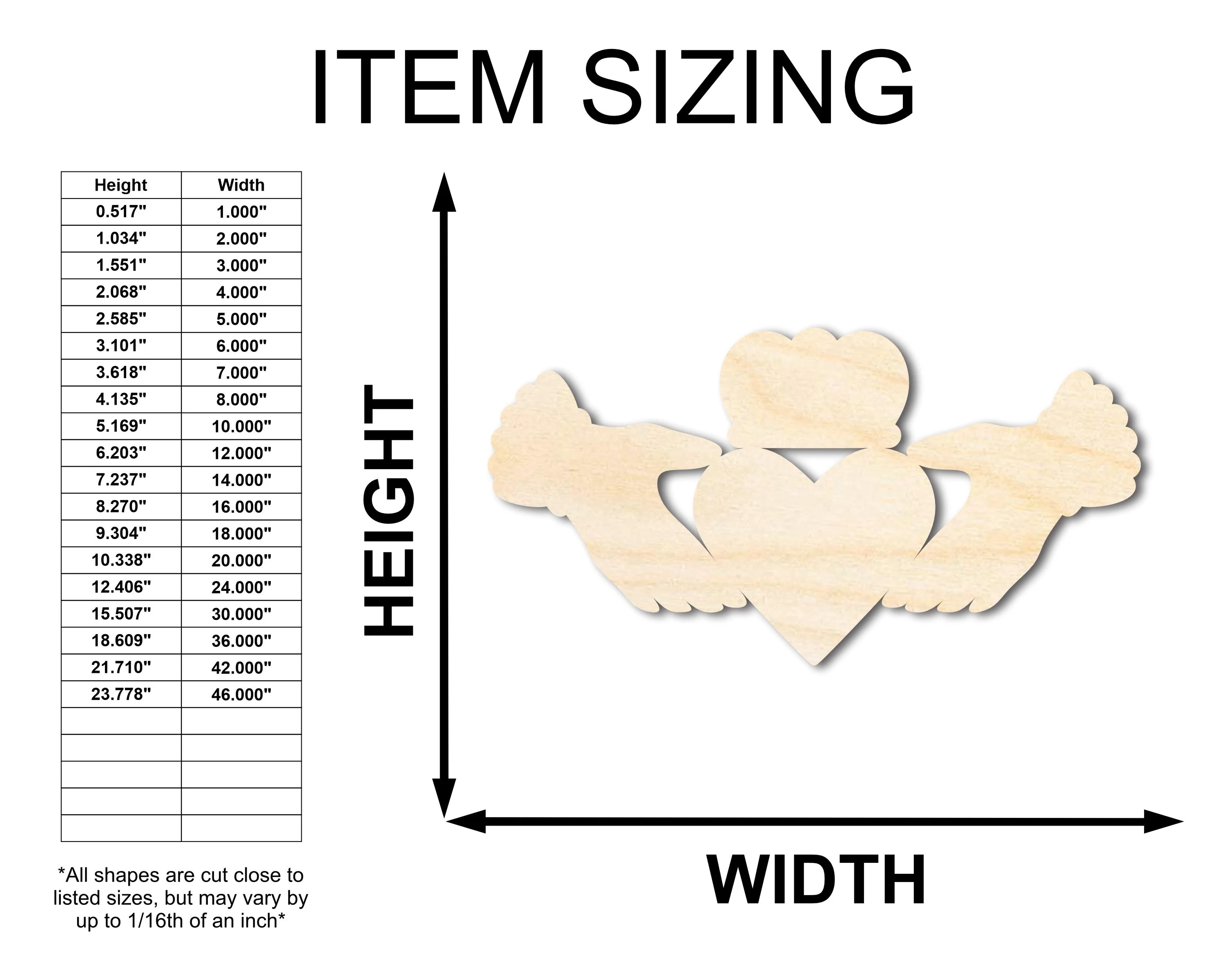 Tall Unfinished Wood Claddagh Shape - Irish Craft - up to 46" DIY - Image 2