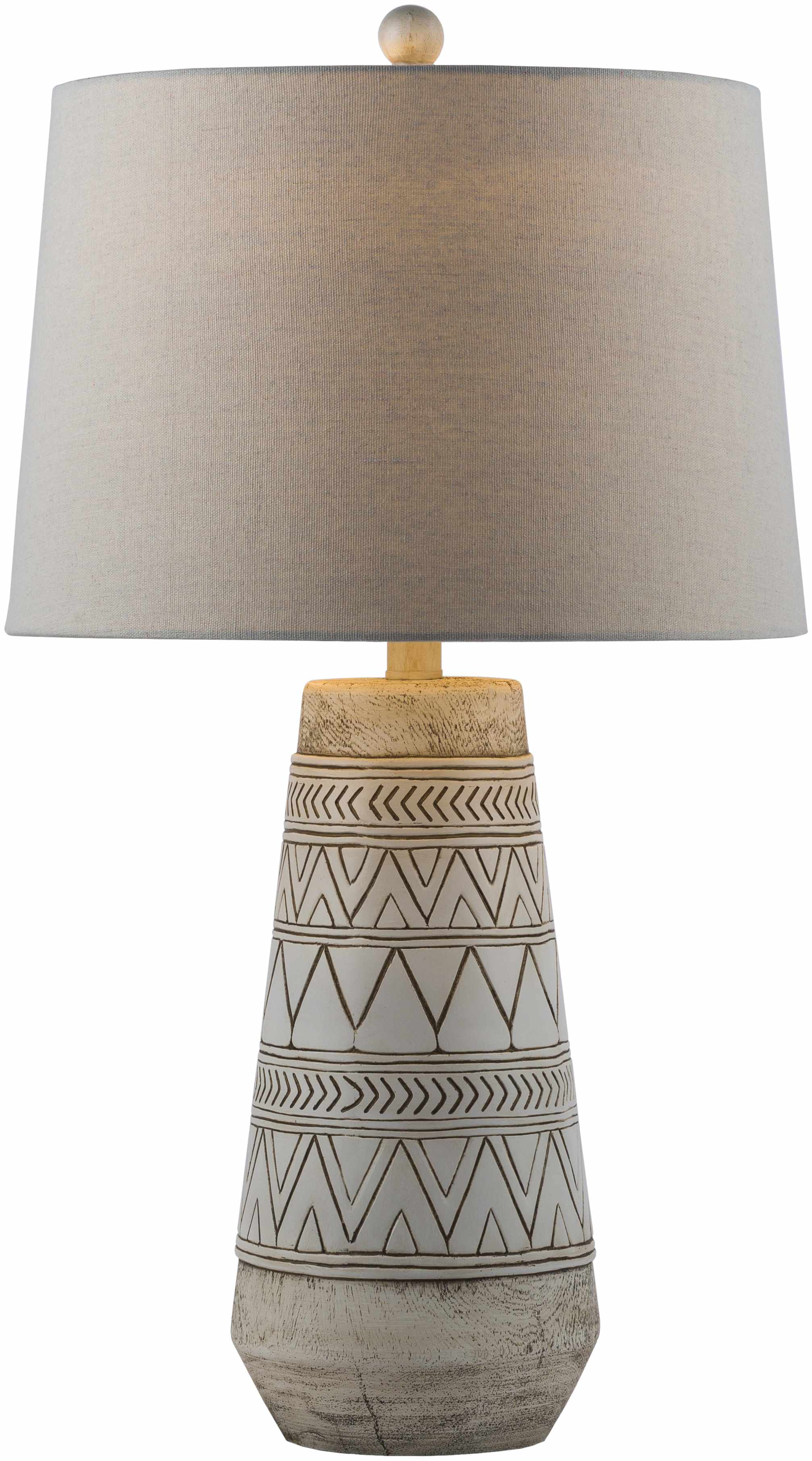 Tan and Cream Resin Lamp with White Linen Table Lamp - Image 4