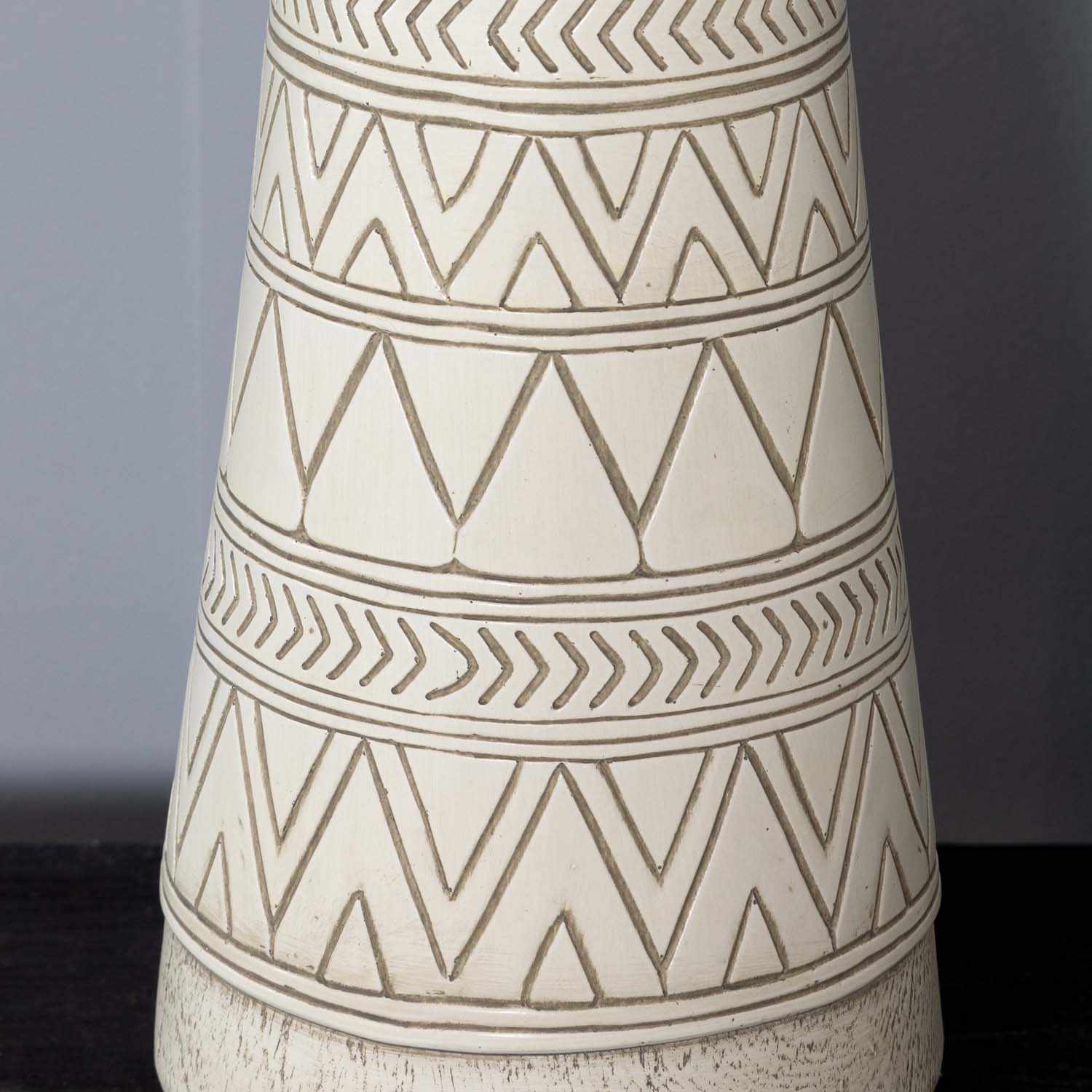 Tan and Cream Resin Lamp with White Linen Table Lamp - Image 5