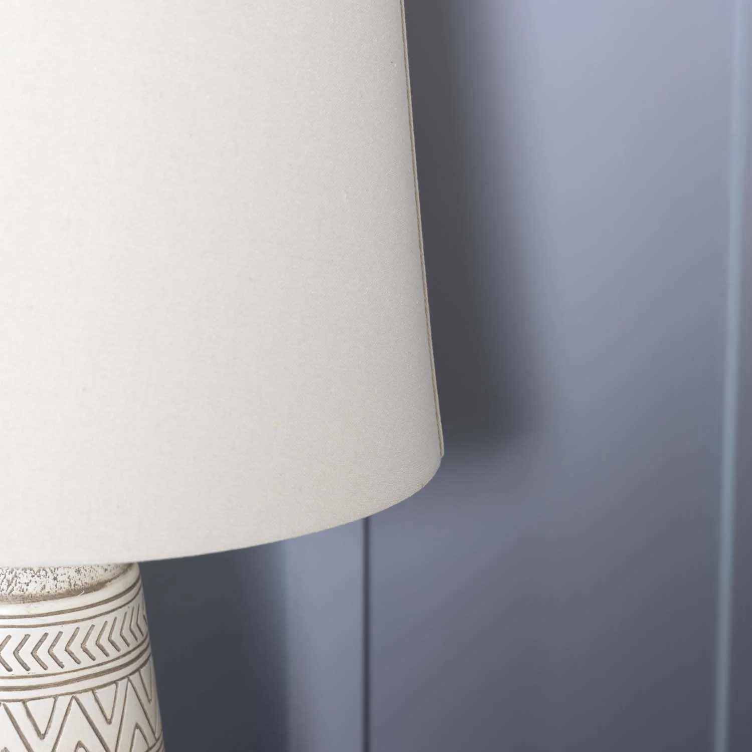Tan and Cream Resin Lamp with White Linen Table Lamp - Image 6