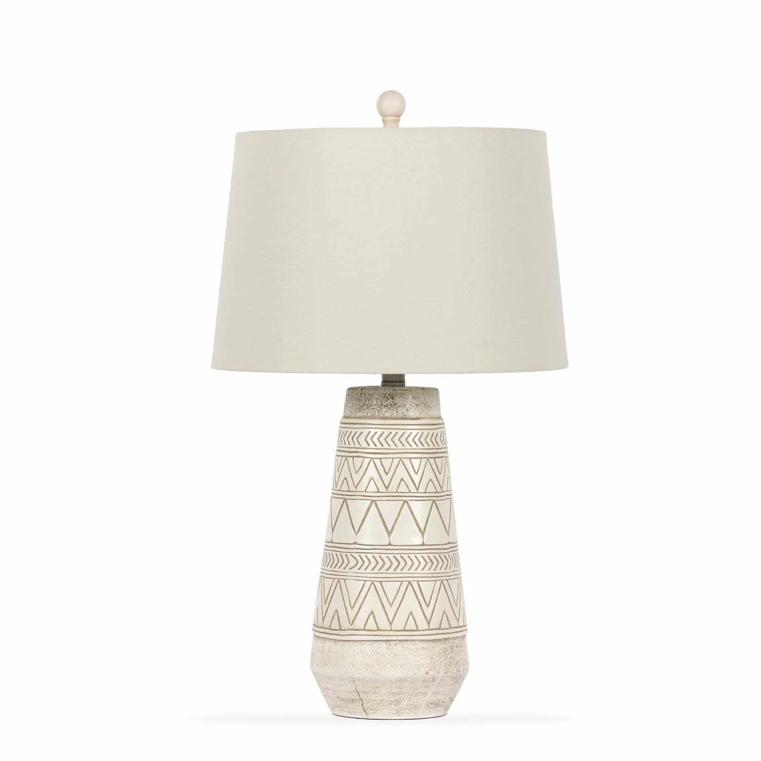 Tan and Cream Resin Lamp with White Linen Table Lamp - Image 8