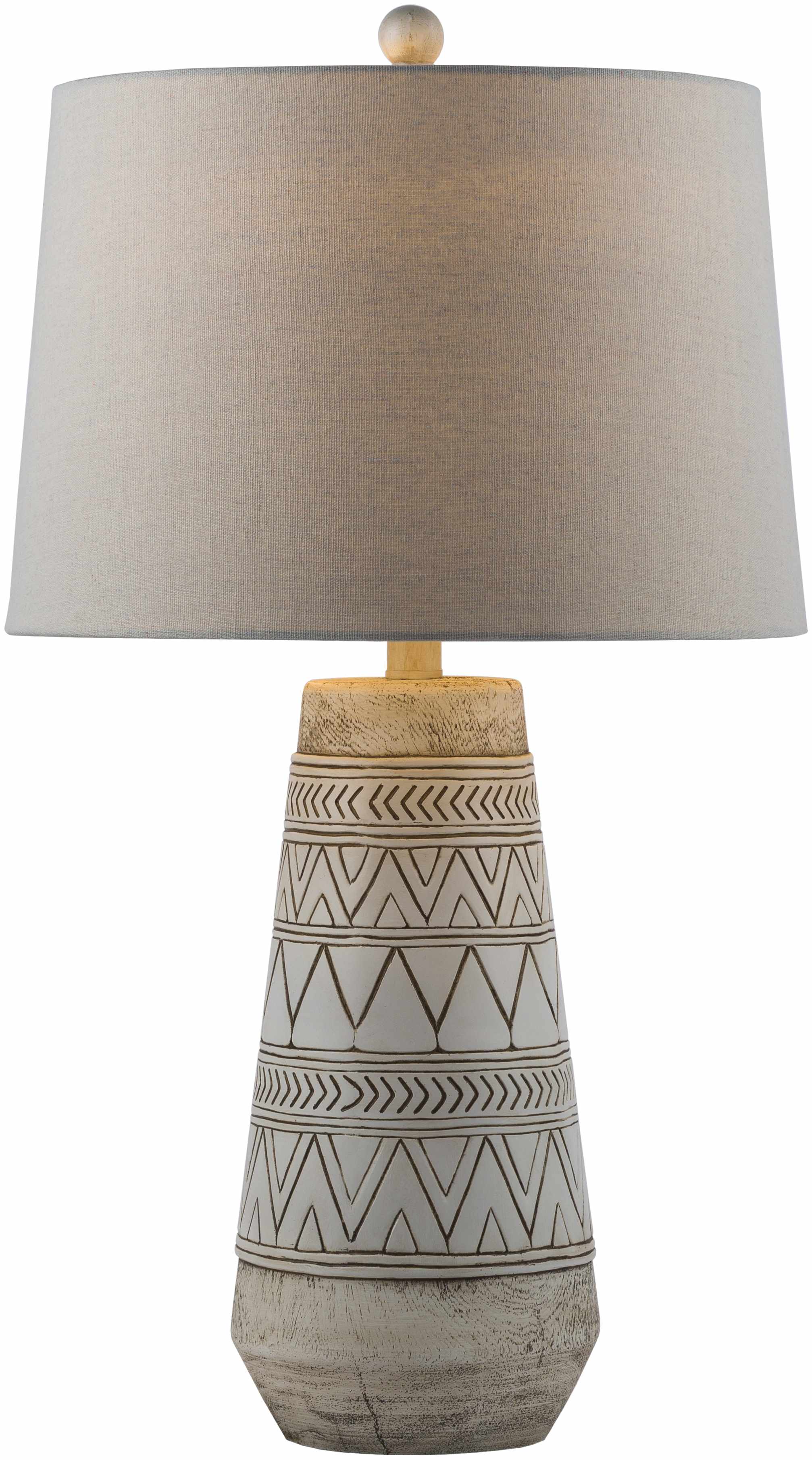 Tan and Cream Resin Lamp with White Linen Table Lamp - Image 9