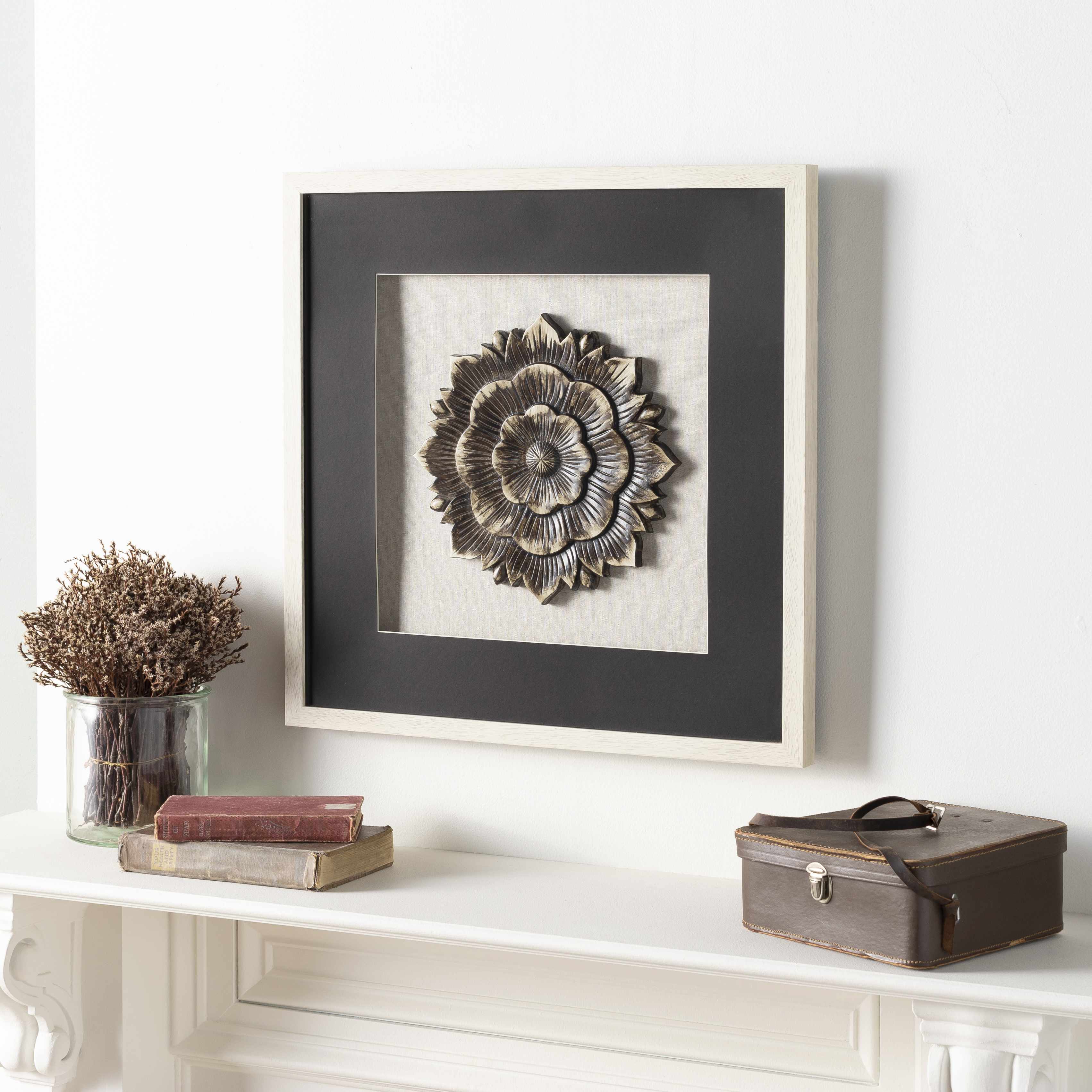 Tanza Black Textured Floral Wall Art - Image 3