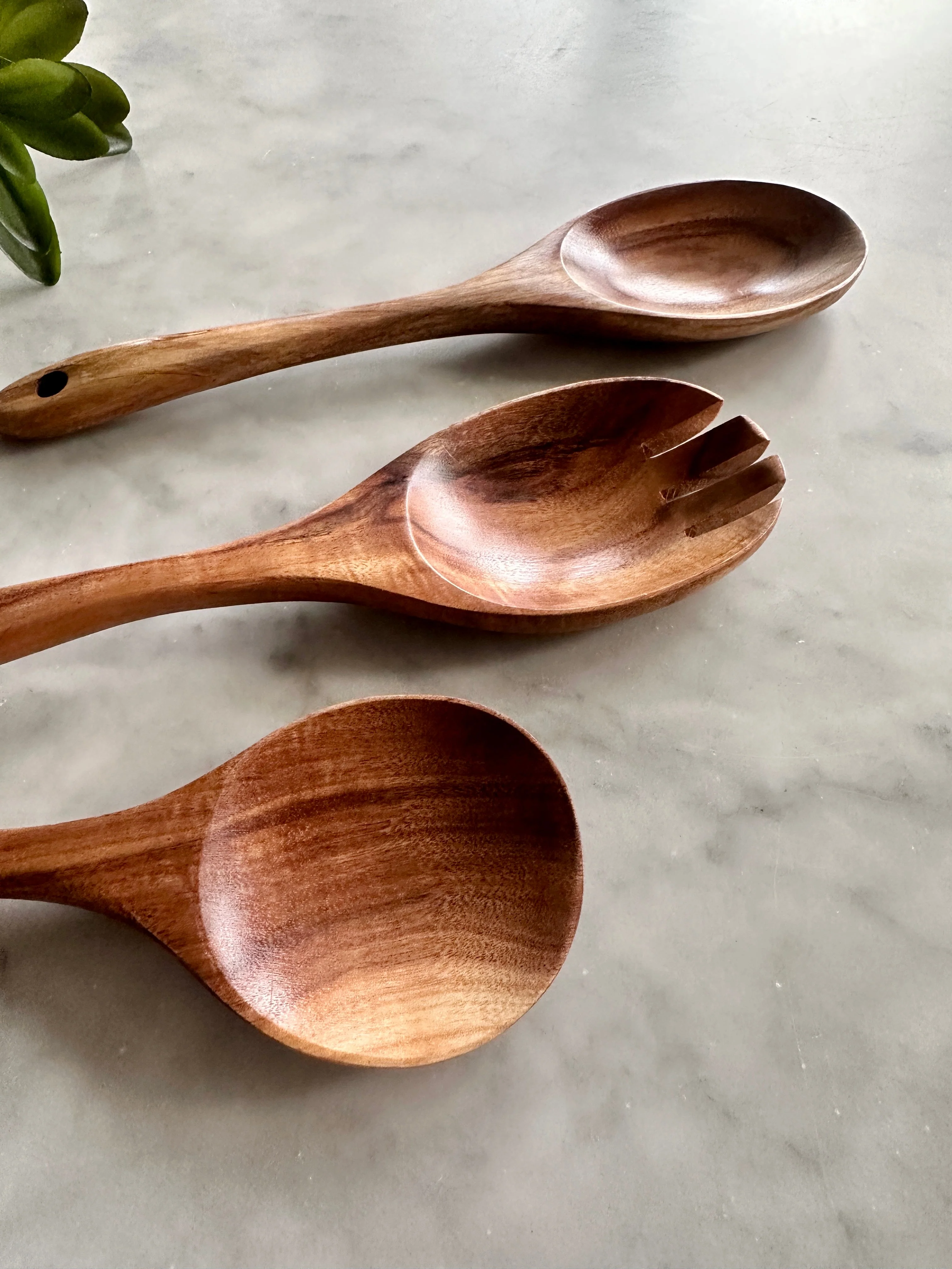 Tulum Teak Wooden Salad Serving Set - 3 Piece - Image 3