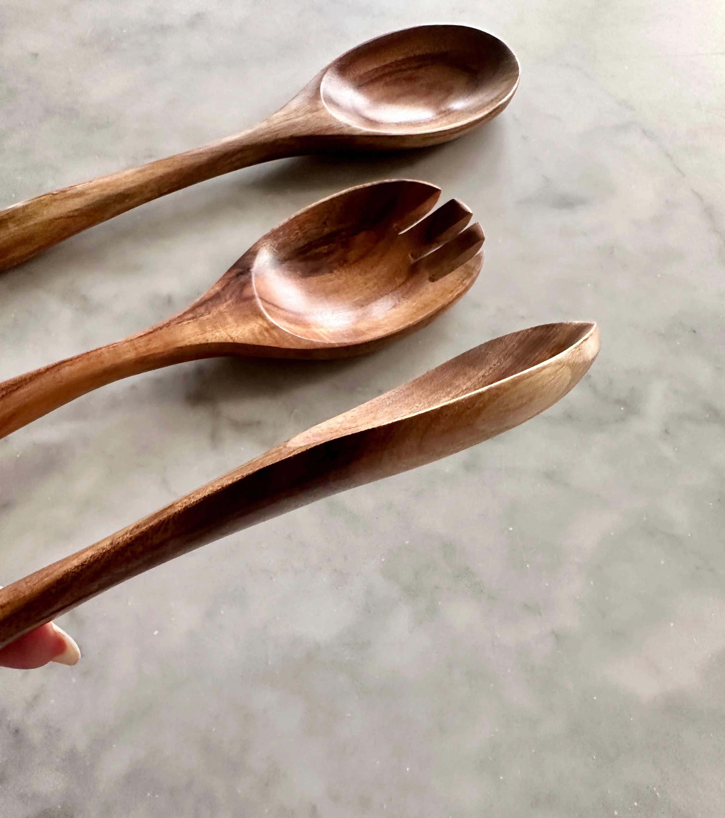 Tulum Teak Wooden Salad Serving Set - 3 Piece - Image 4
