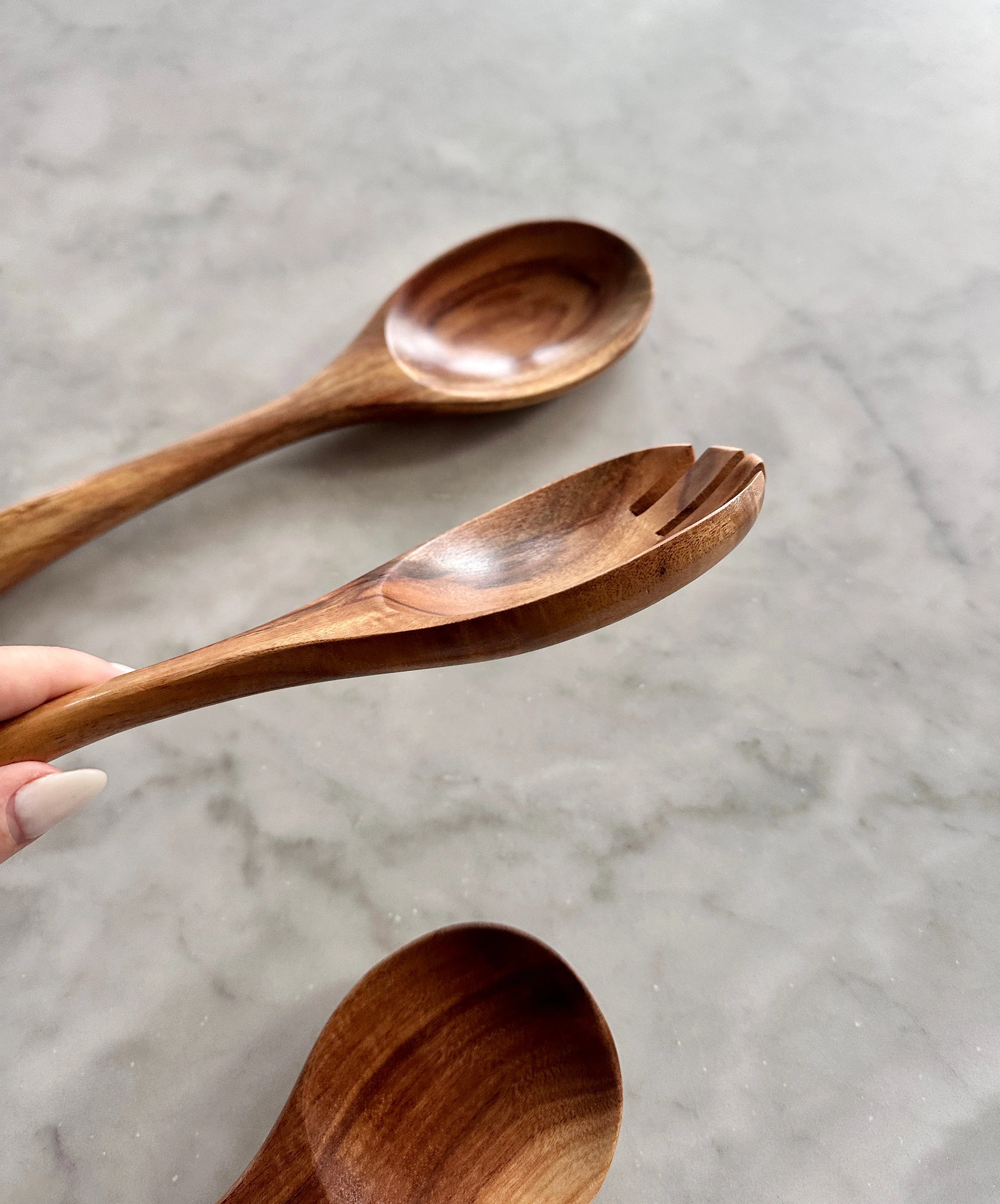 Tulum Teak Wooden Salad Serving Set - 3 Piece - Image 5