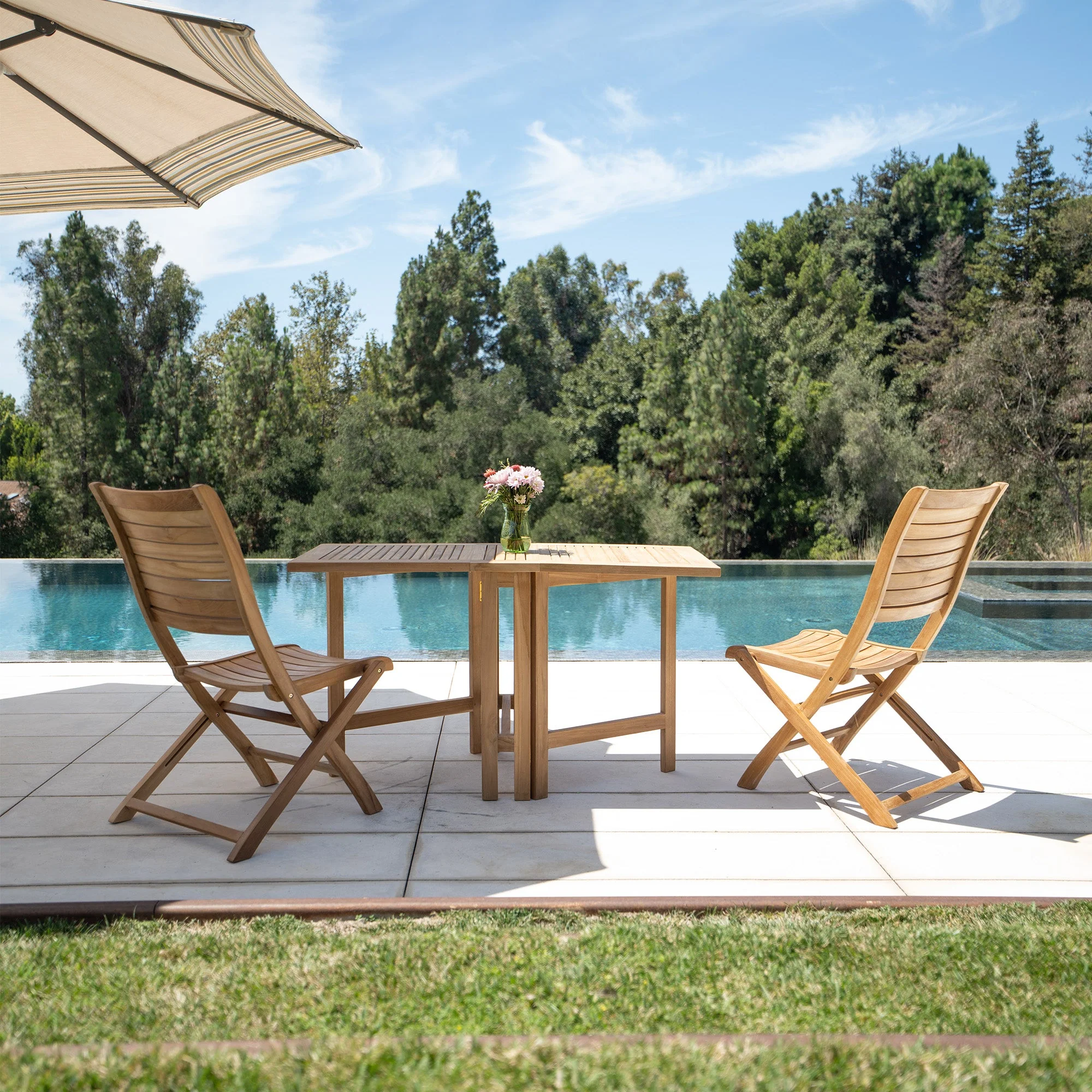 Telluride Natural Teak Rectangular Dual Folding Balcony Table - 51" - Image 4