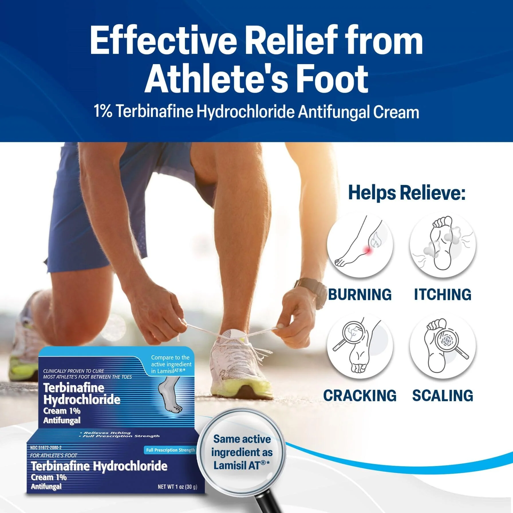 Terbinafine Hydrochloride 1% for 1 Week Athlete’s Foot Treatment AntiFungal Cream Fast Symptom Relief & Prevents Recurrence 1 oz. (30 g) 5 Pack - Image 5