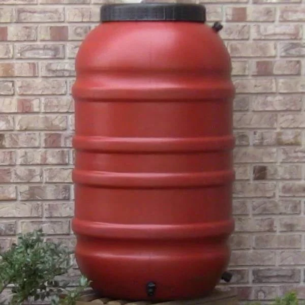 Terra Cotta Red HDPE Plastic 55-Gallon Rain Barrel with Spigot - Image 3