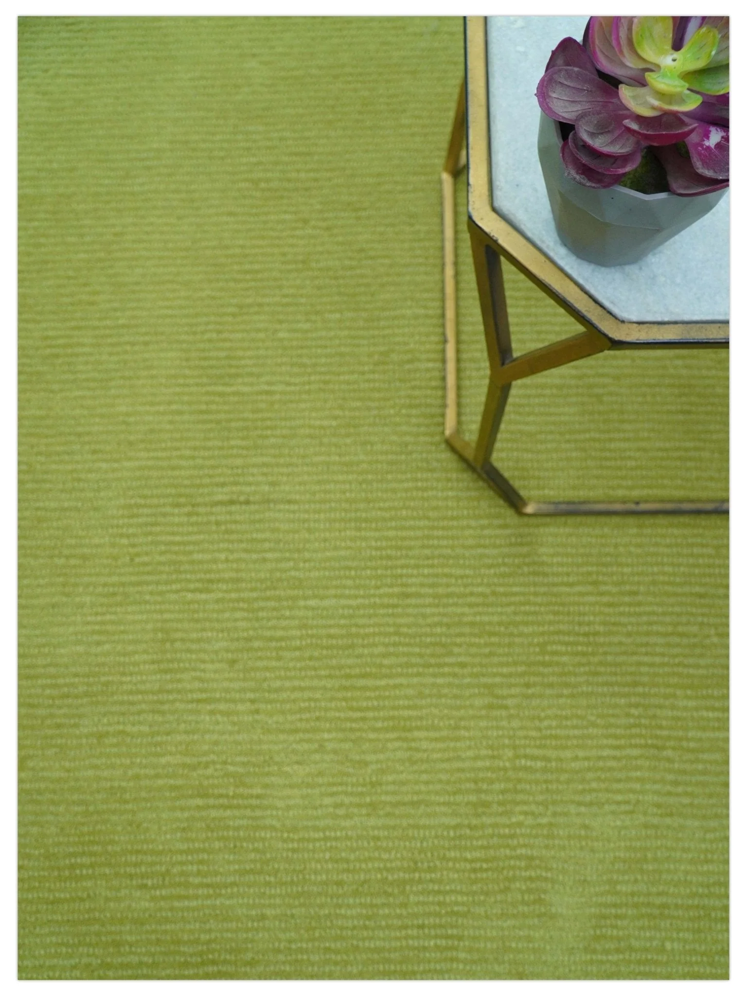 Terra Custom Made Modern Solid Design Green Hand Tufted Wool Rug - Image 3