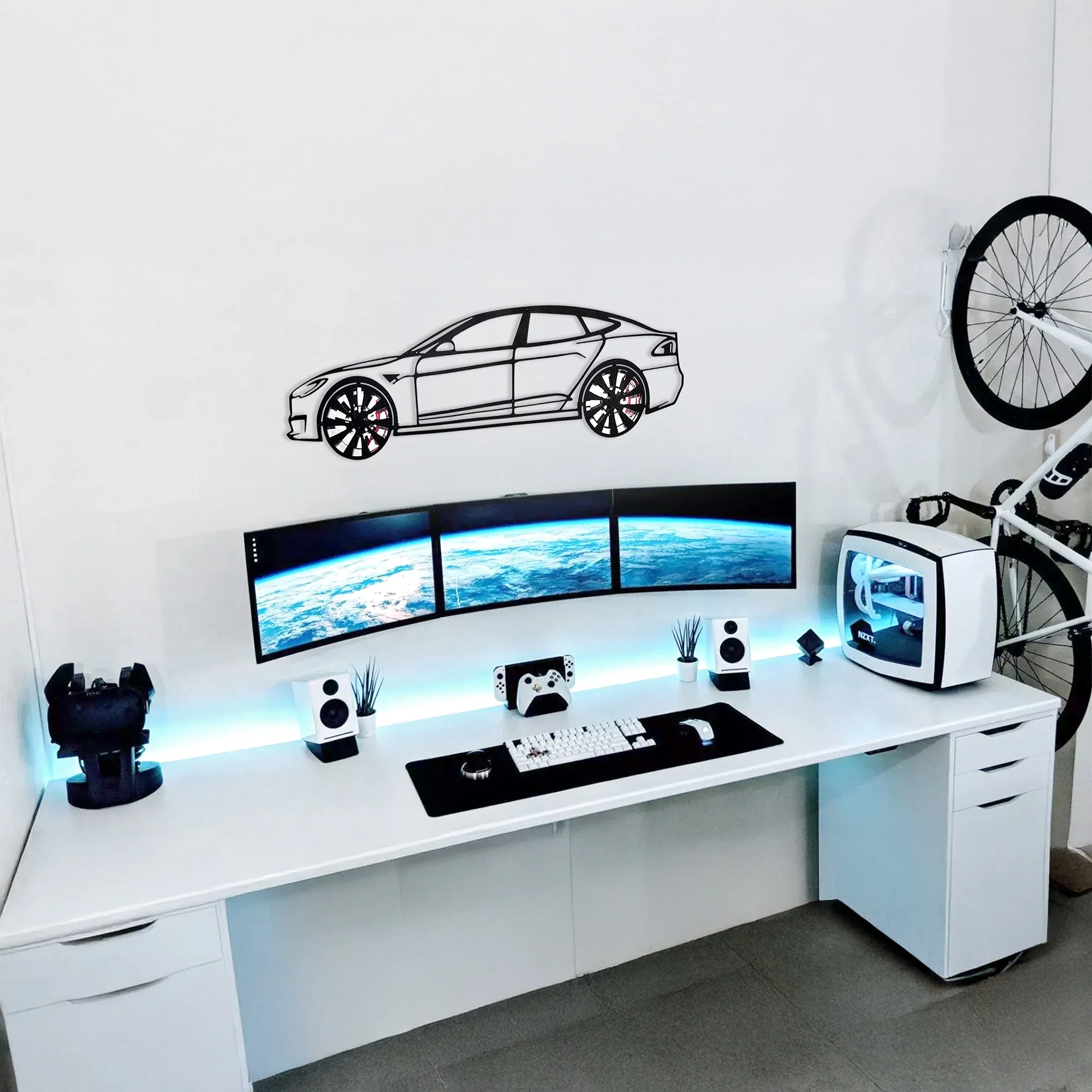 Tesla Model S Wall Art – Electric Car Steel Silhouette with Spinning Wheels-KAFMEKA045 - Image 8