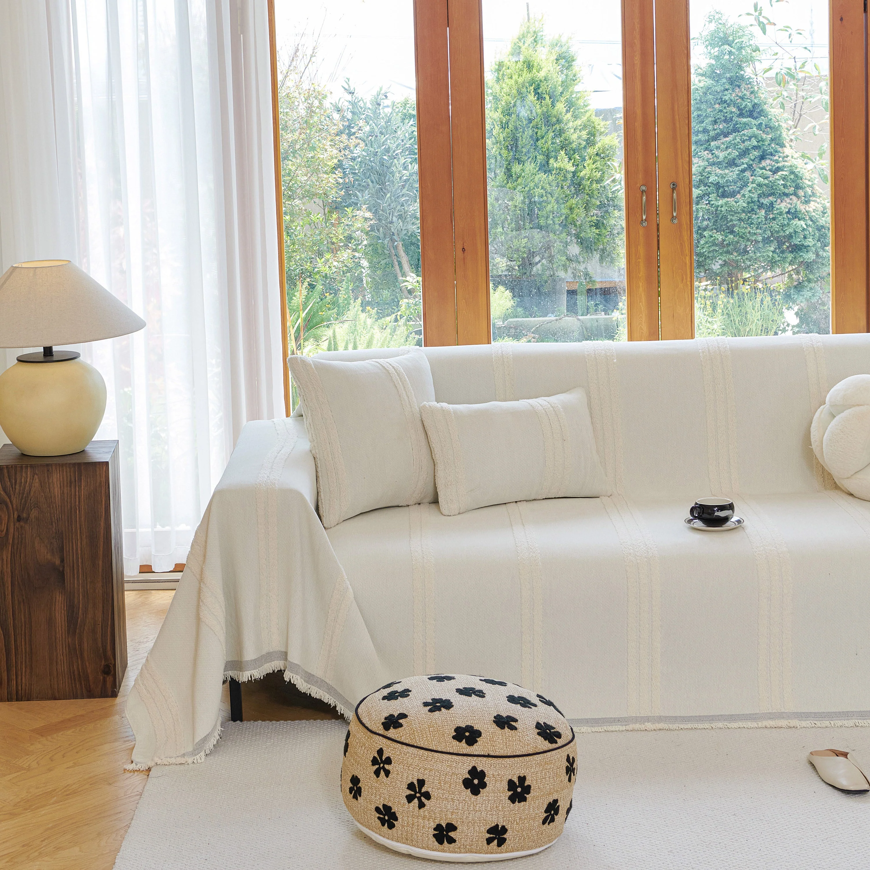 Textural Striped Chenille Sofa Covers, Boho Washable Decor Sofa Blankets Covers - Image 65