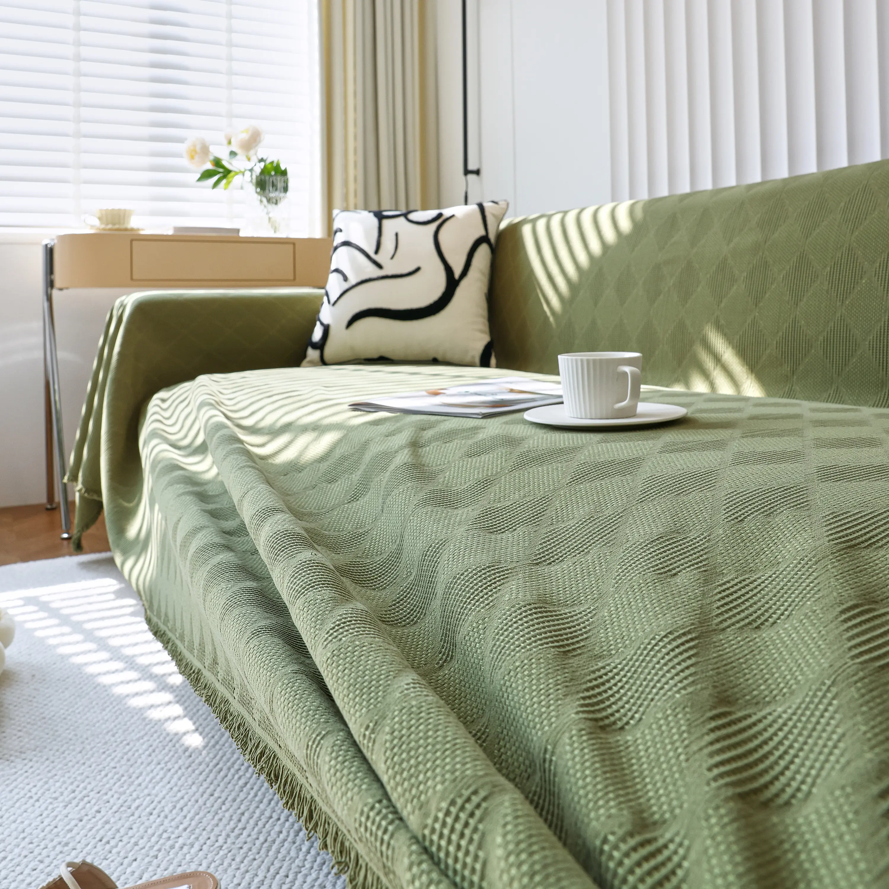 Textured Chenille Sofa Cover Throw, Soft Washable Couch Blanket Protector for Pets - Image 108