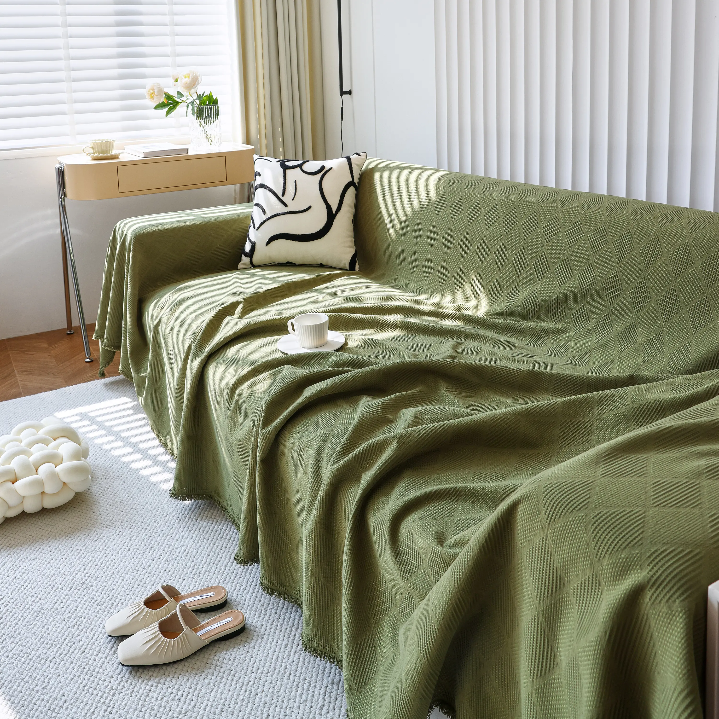 Textured Chenille Sofa Cover Throw, Soft Washable Couch Blanket Protector for Pets - Image 109