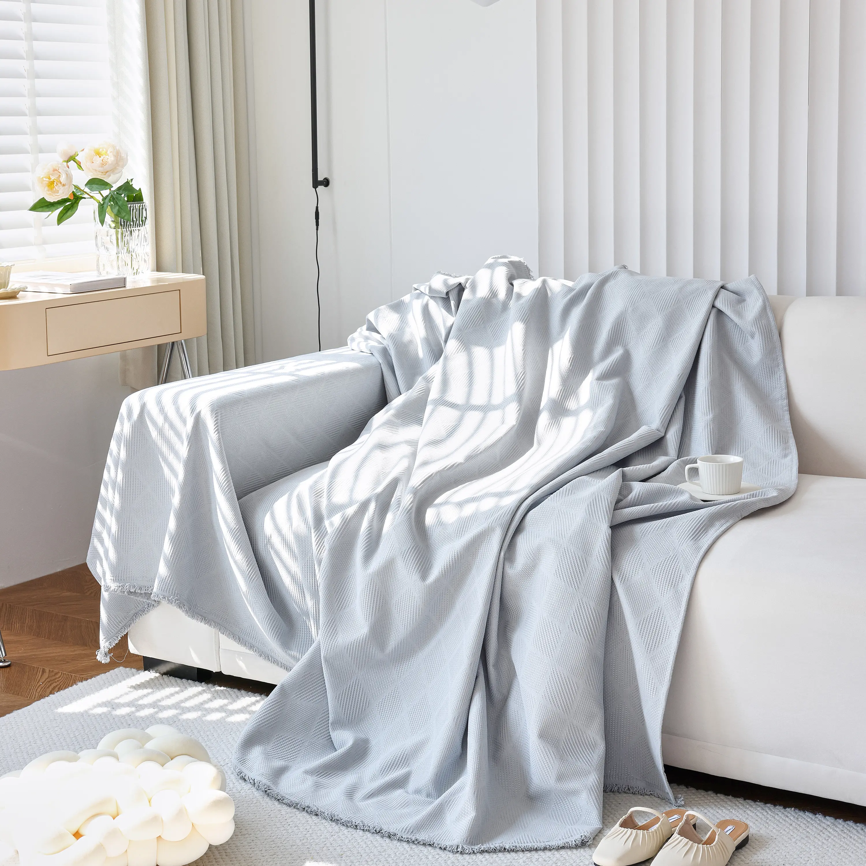 Textured Chenille Sofa Cover Throw, Soft Washable Couch Blanket Protector for Pets - Image 135