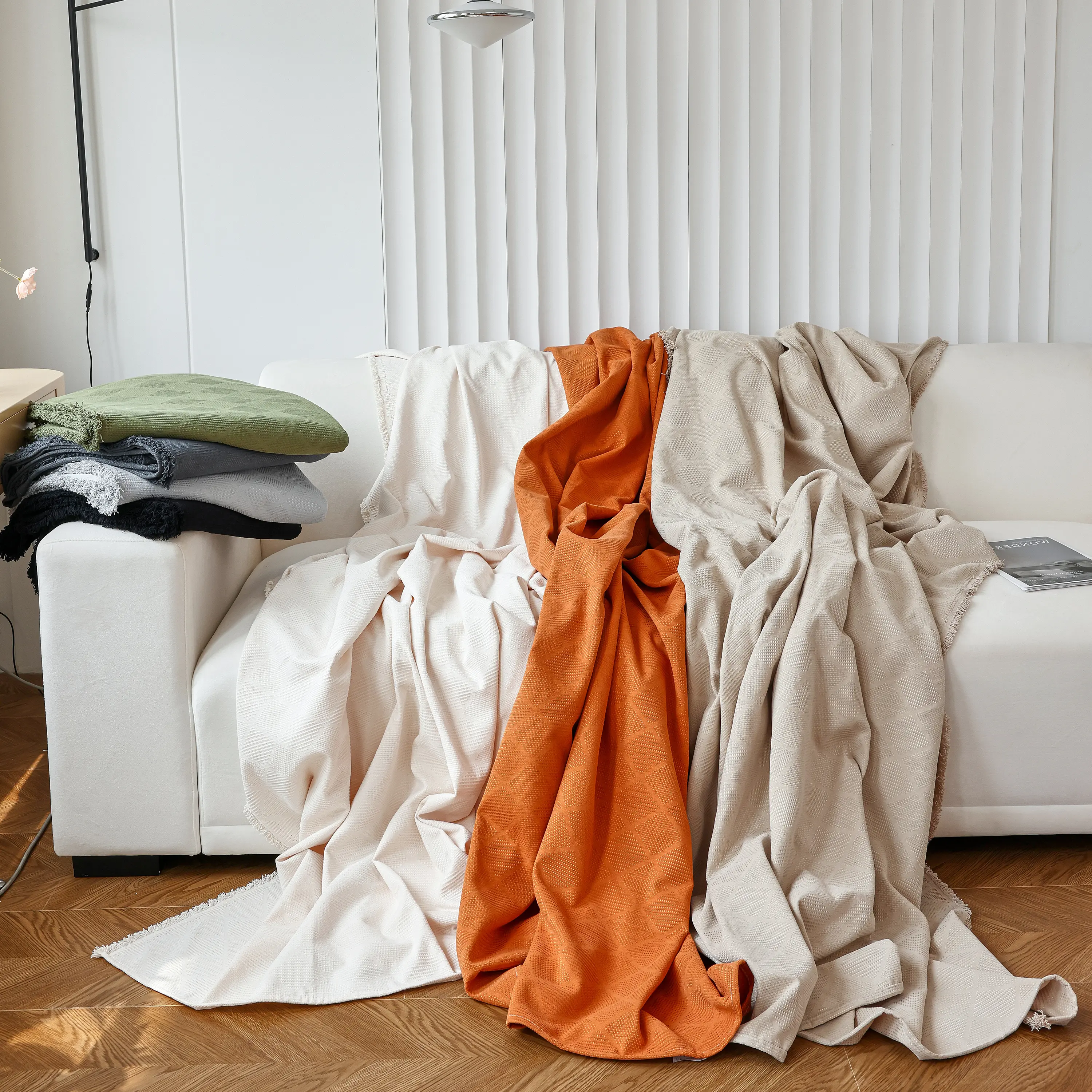 Textured Chenille Sofa Cover Throw, Soft Washable Couch Blanket Protector for Pets - Image 152