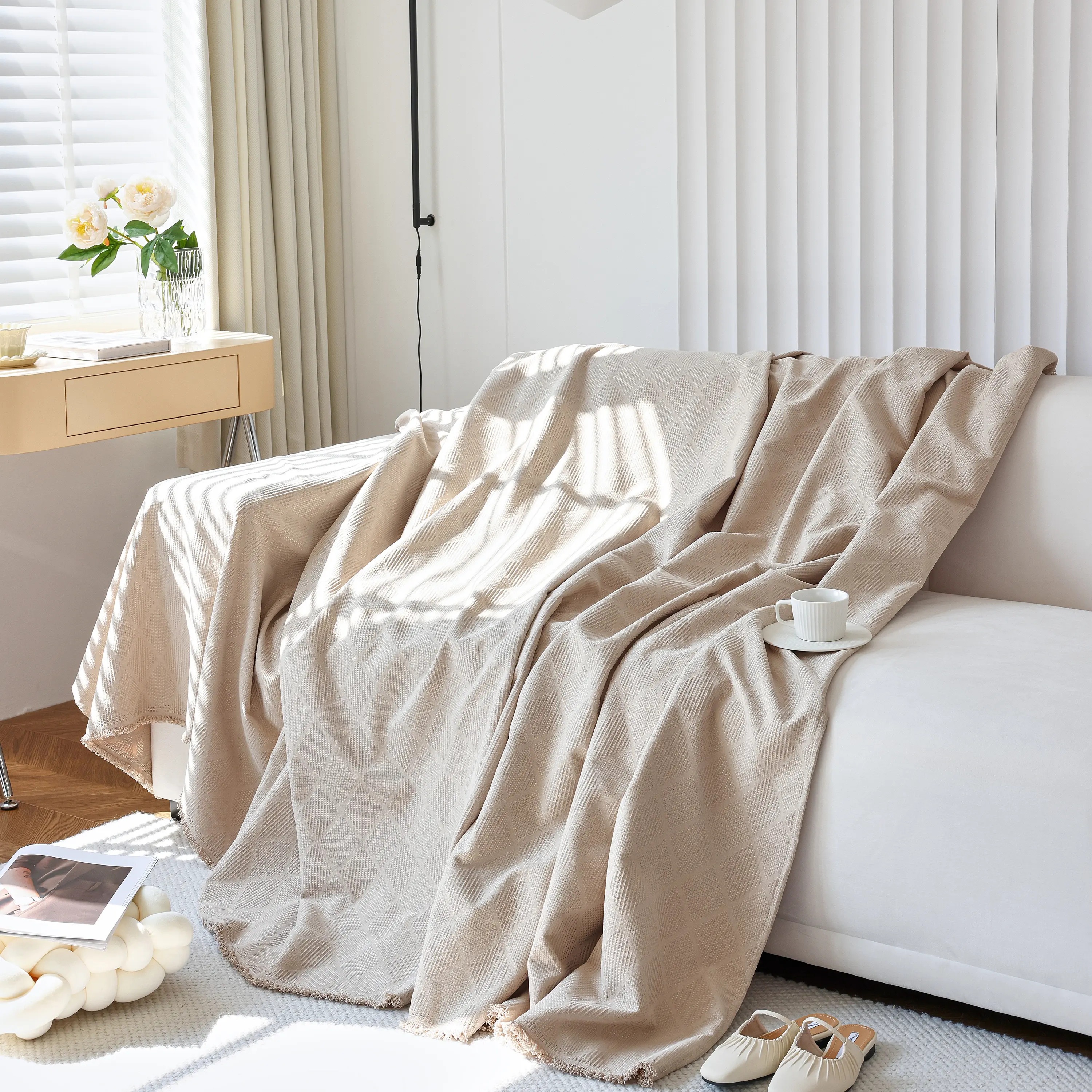 Textured Chenille Sofa Cover Throw, Soft Washable Couch Blanket Protector for Pets - Image 165