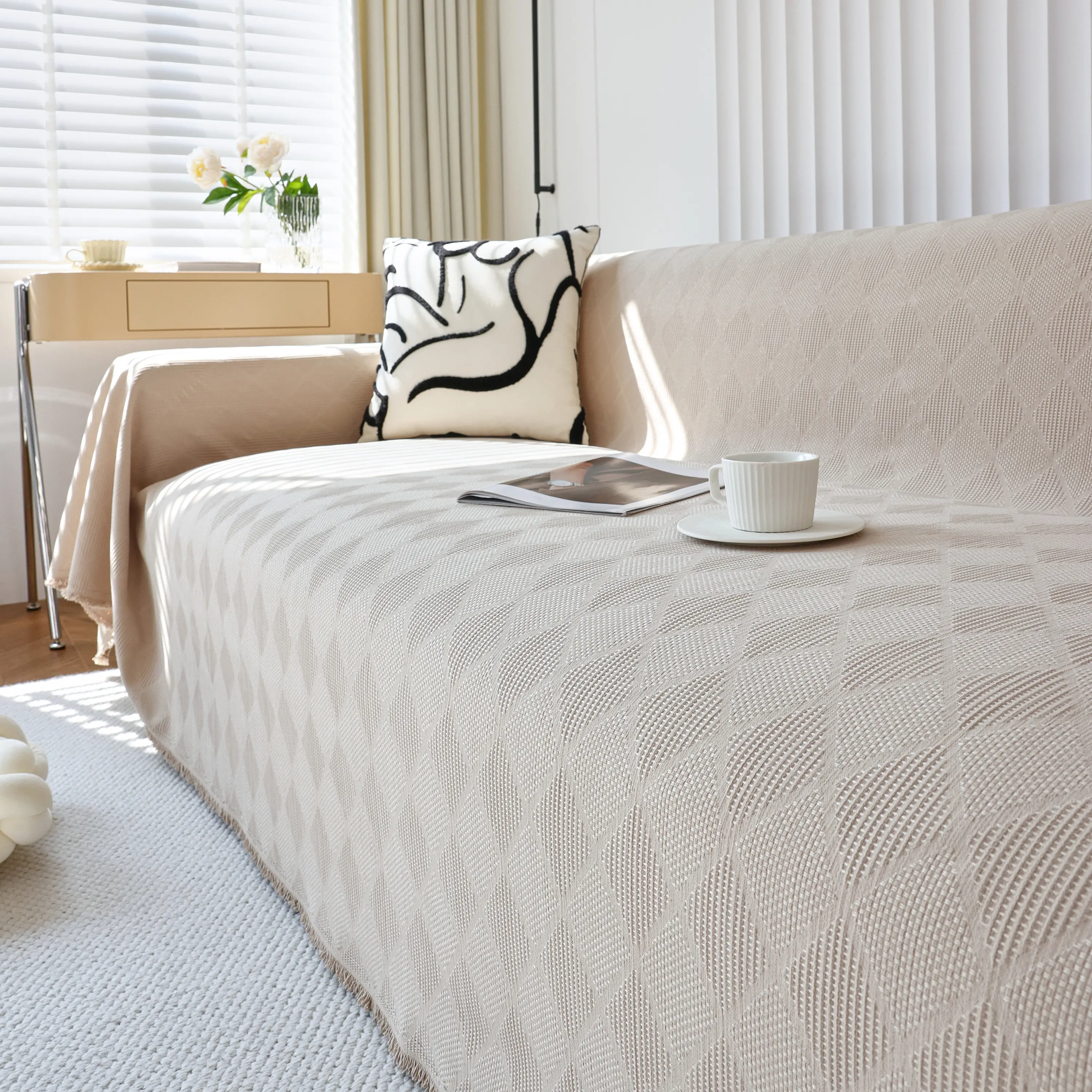 Textured Chenille Sofa Cover Throw, Soft Washable Couch Blanket Protector for Pets - Image 168