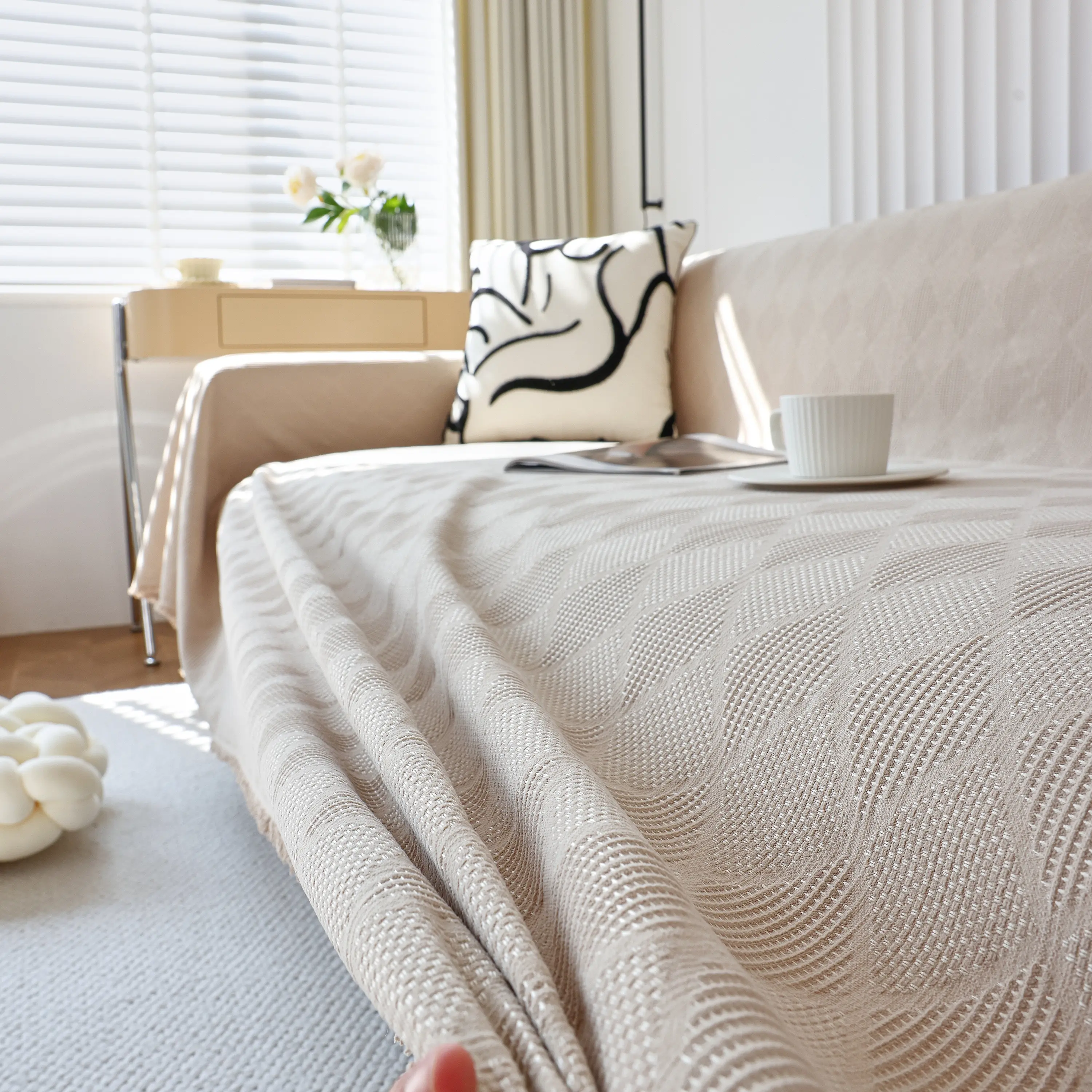 Textured Chenille Sofa Cover Throw, Soft Washable Couch Blanket Protector for Pets - Image 169